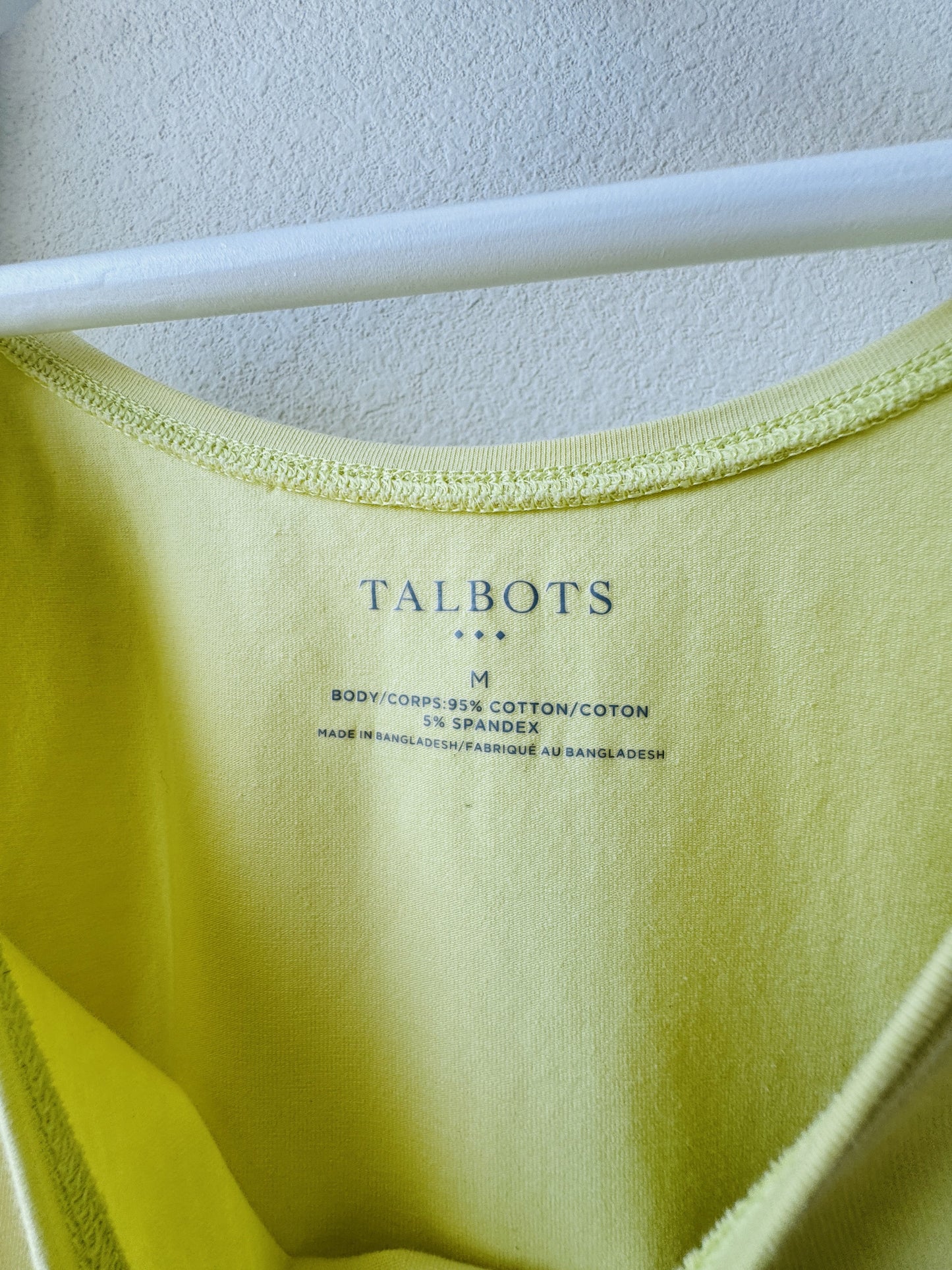 Talbots Yellow Cotton Spandex Scoop Neck Tank Top - Size M
