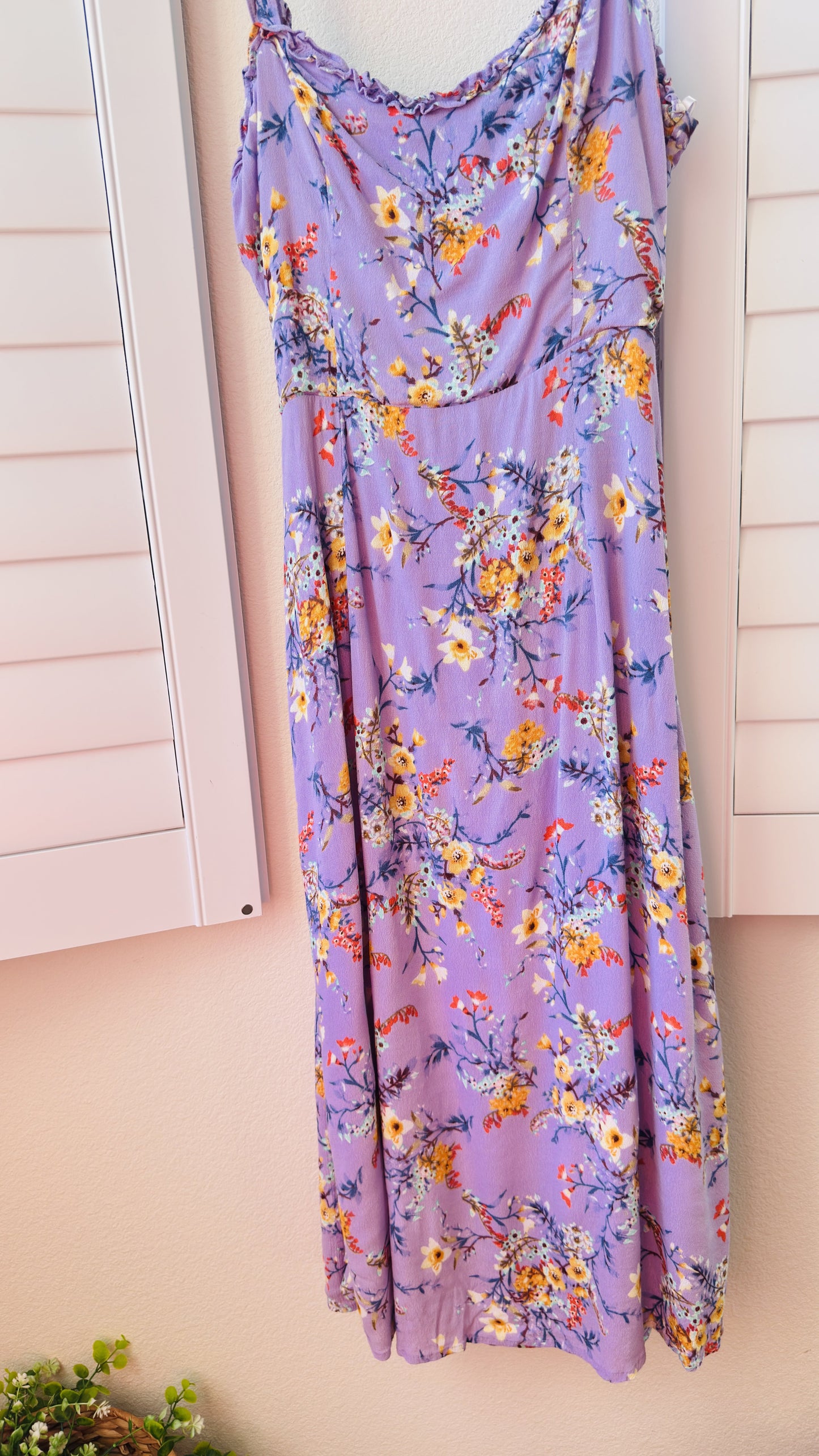 Lulus Purple Floral Print Tie-Back Maxi Dress Size L