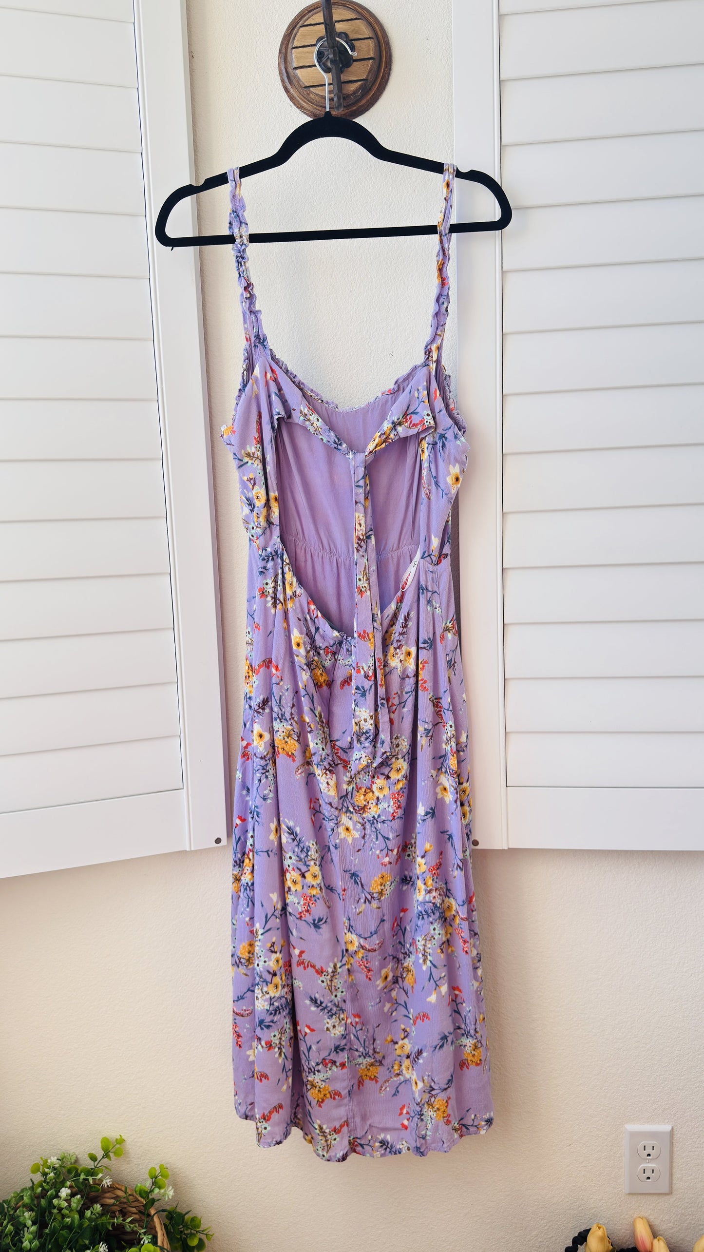 Lulus Purple Floral Print Tie-Back Maxi Dress Size L