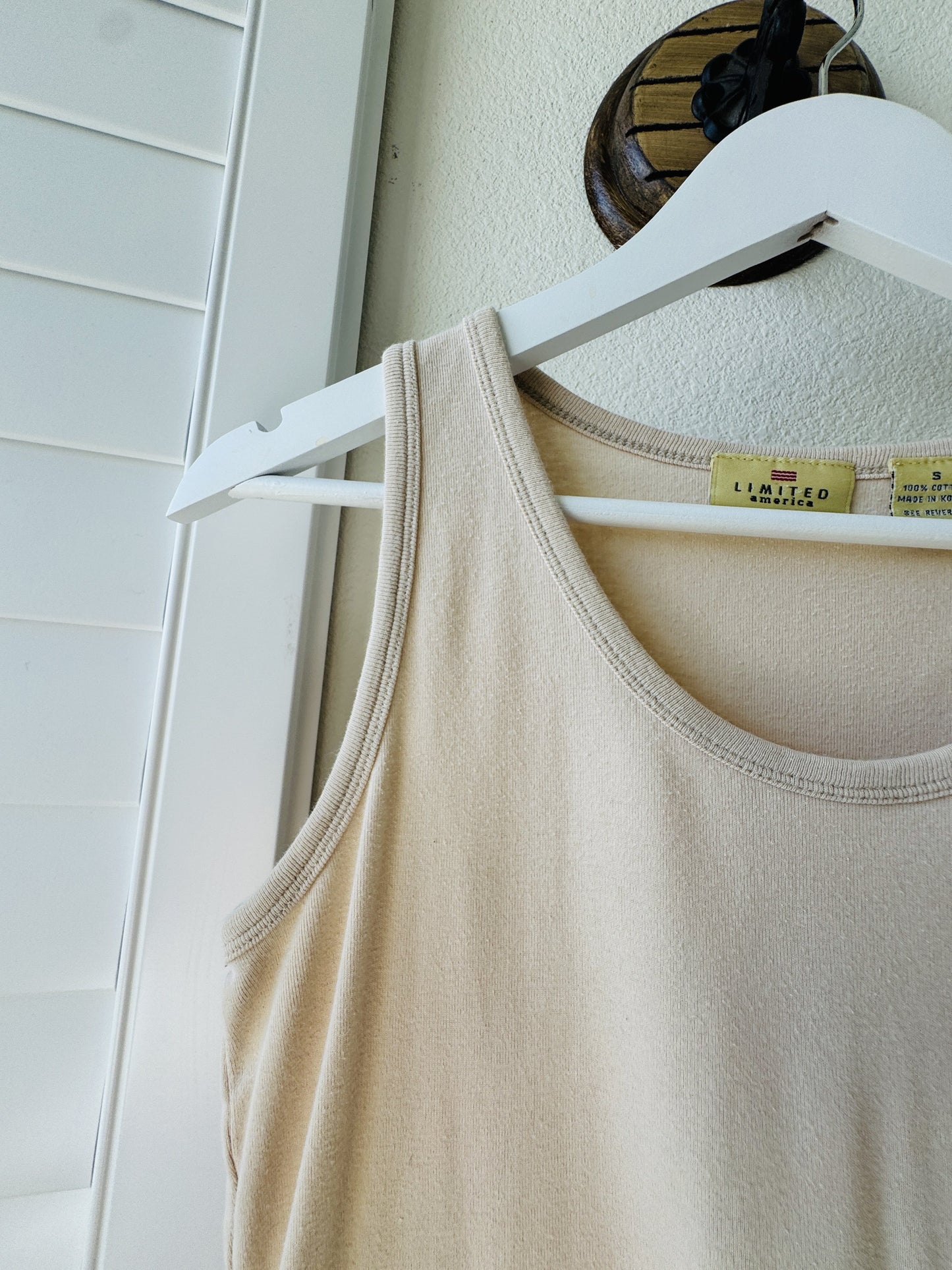 Vintage Limited America Cream Cotton Tank Top - Size S