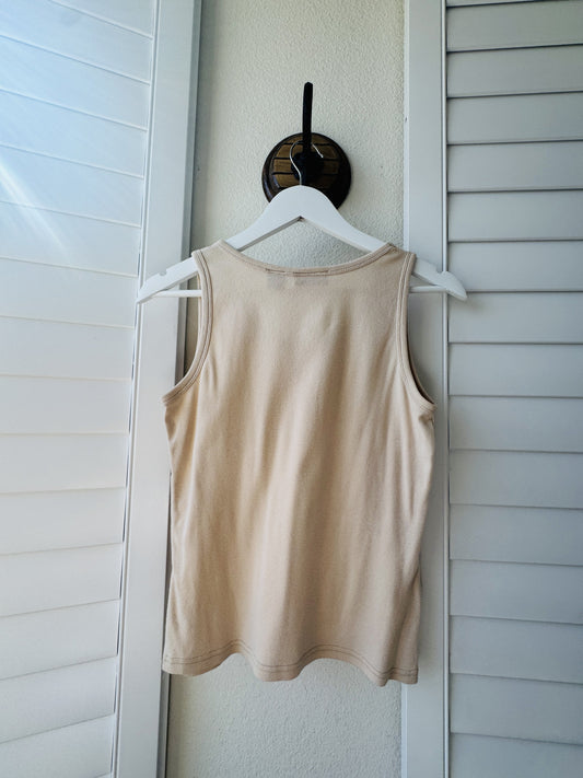 Vintage Limited America Cream Cotton Tank Top - Size S