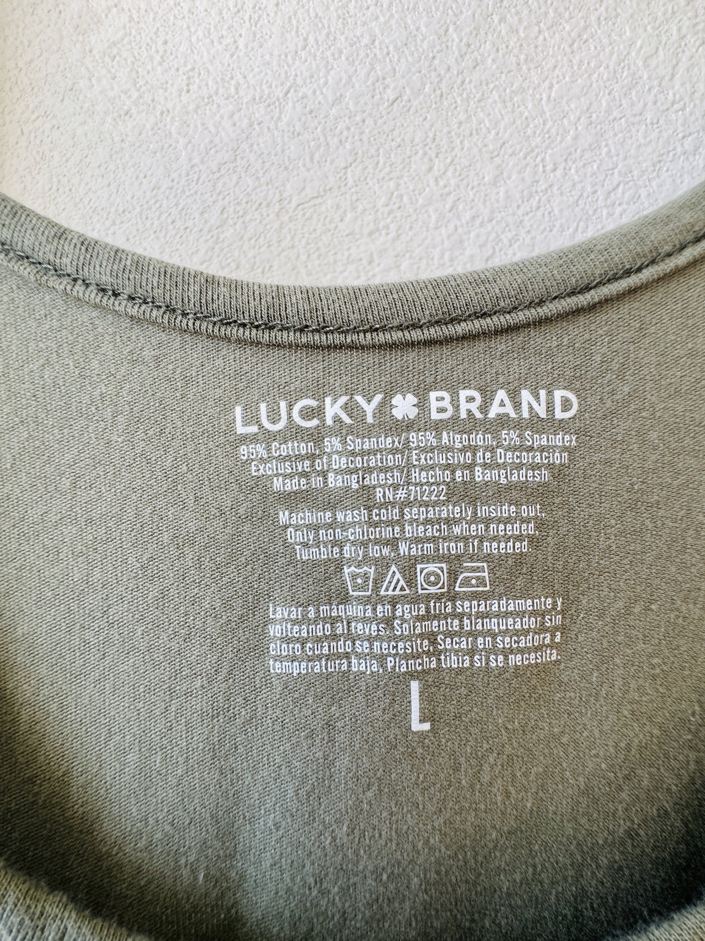 Lucky Brand Olive Green Scoop Neck Tank Top - Size L