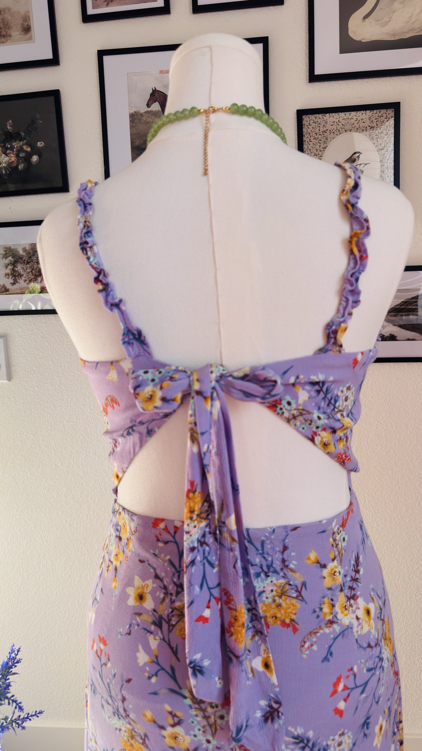 Lulus Purple Floral Print Tie-Back Maxi Dress Size L