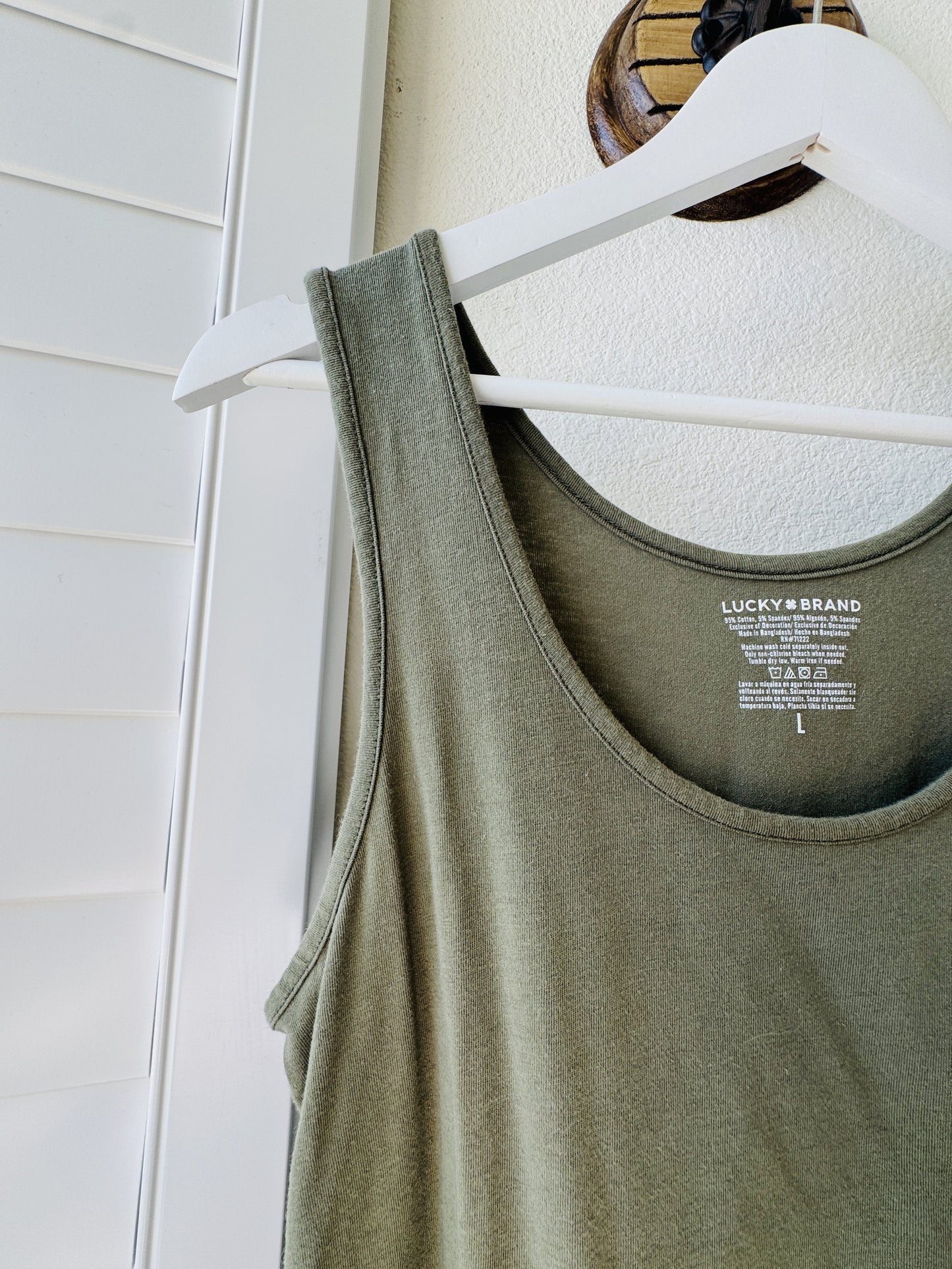 Lucky Brand Olive Green Scoop Neck Tank Top - Size L
