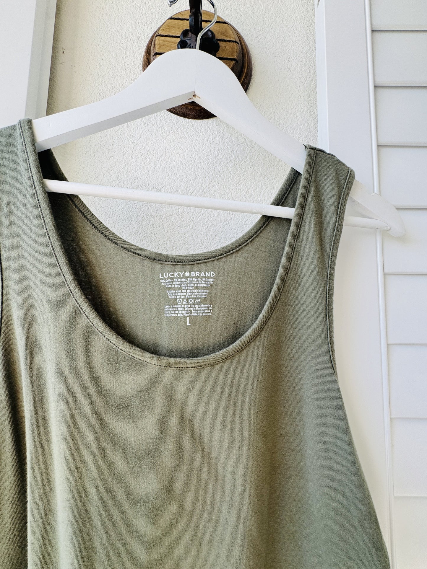 Lucky Brand Olive Green Scoop Neck Tank Top - Size L