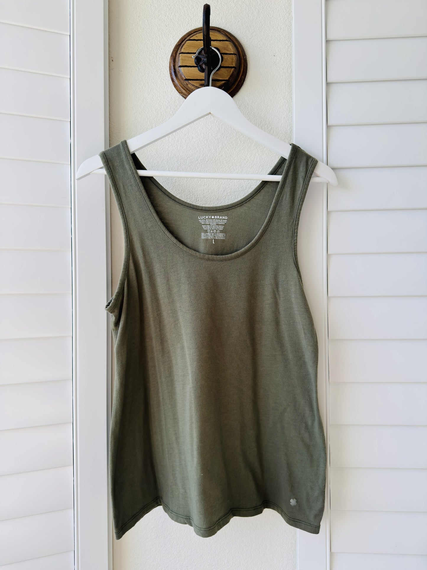 Lucky Brand Olive Green Scoop Neck Tank Top - Size L