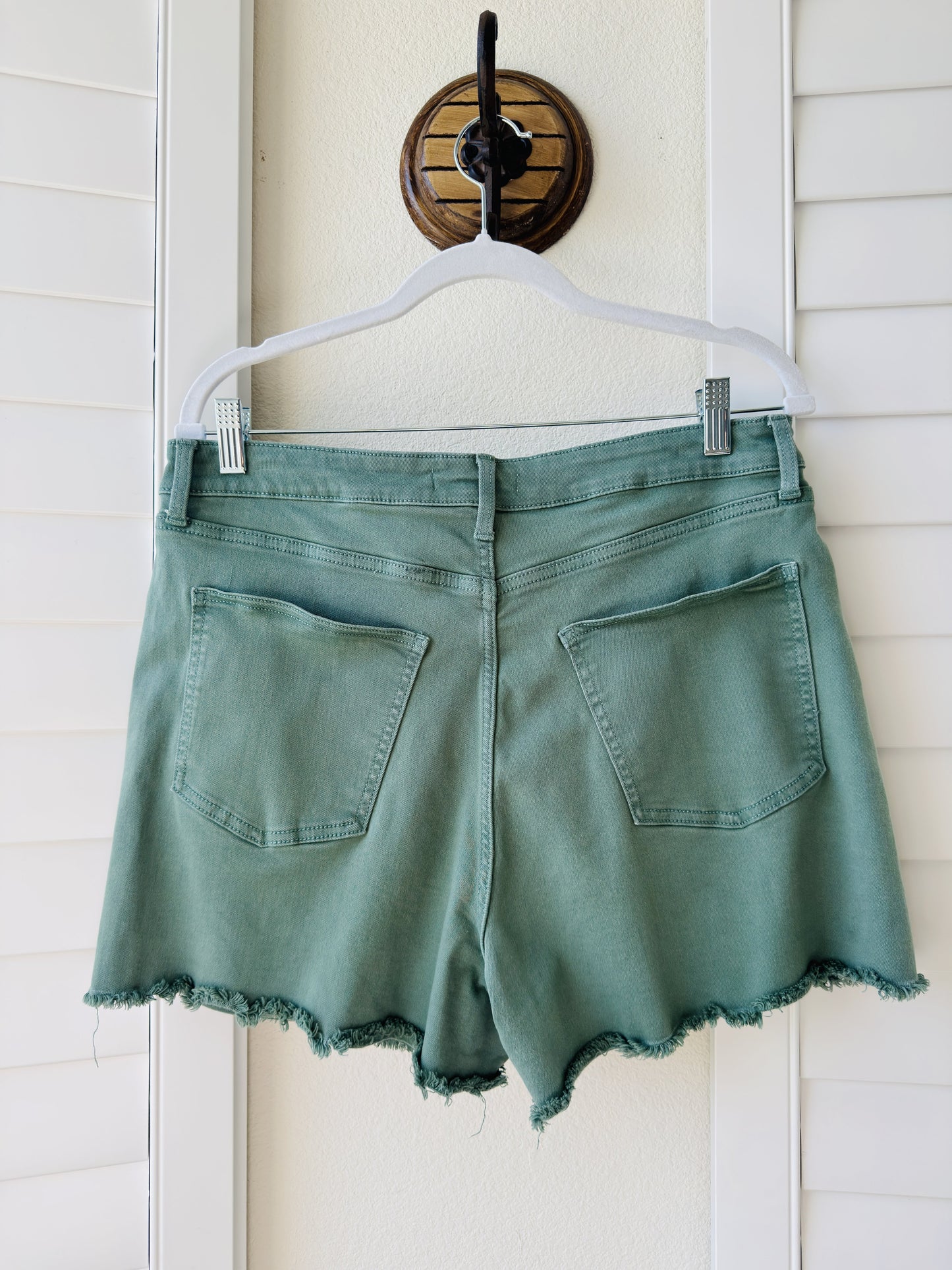 LC Lauren Conrad Sage Green Distressed Denim Shorts Size 14
