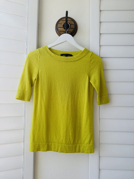 BCBGMAXAZRIA Chartreuse Merino Wool Cashmere Knit Top - Size XXS