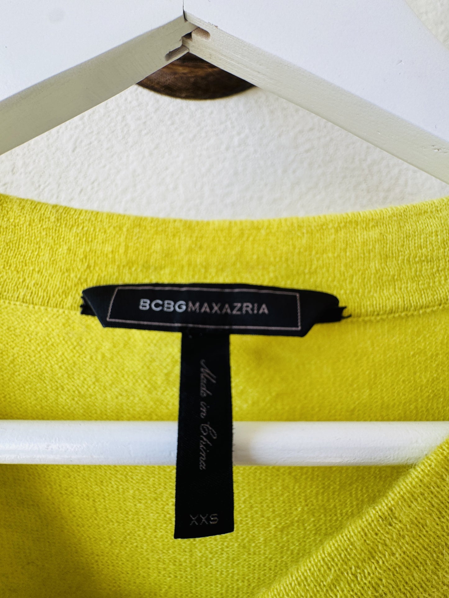 BCBGMAXAZRIA Chartreuse Merino Wool Cashmere Knit Top - Size XXS