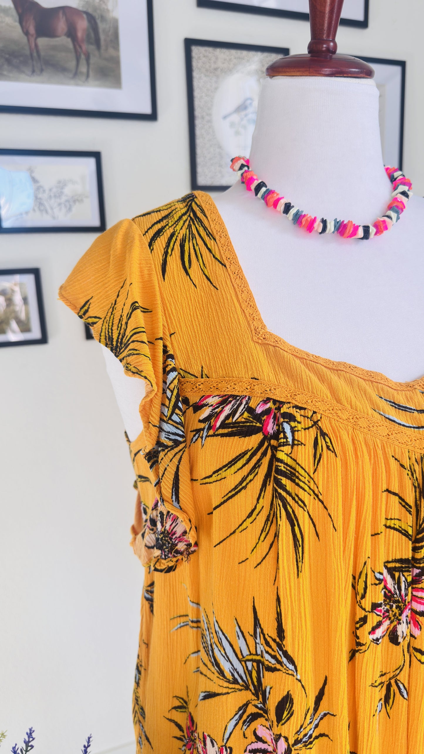 Jessica Simpson Tropical Floral Flutter Sleeve Top Size 2X