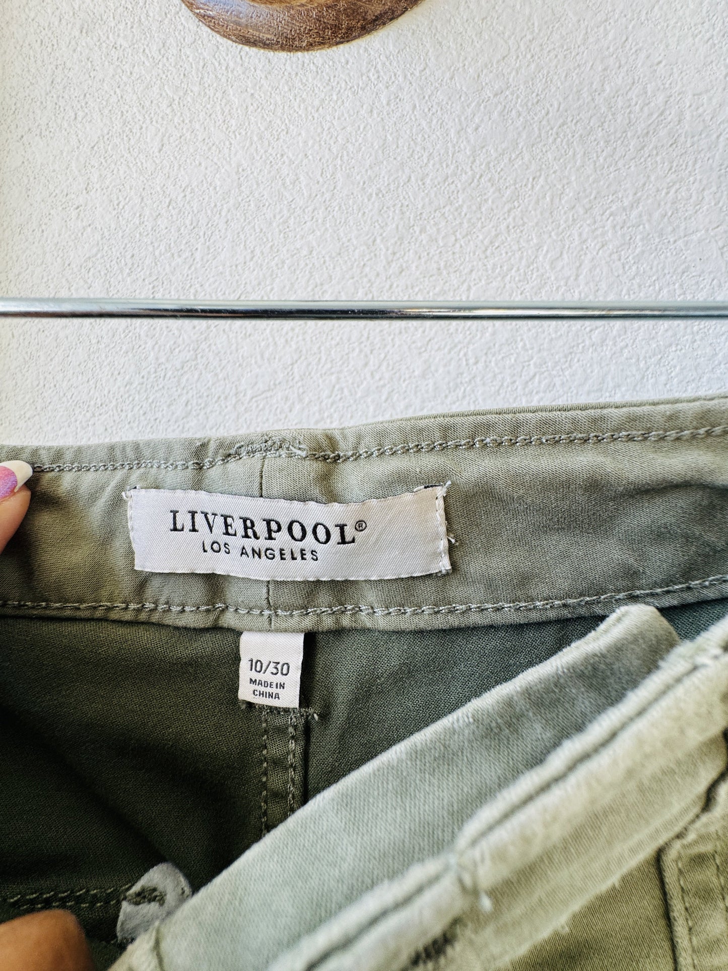 Liverpool Los Angeles Olive Green Wide Leg Utility Pants Size 10