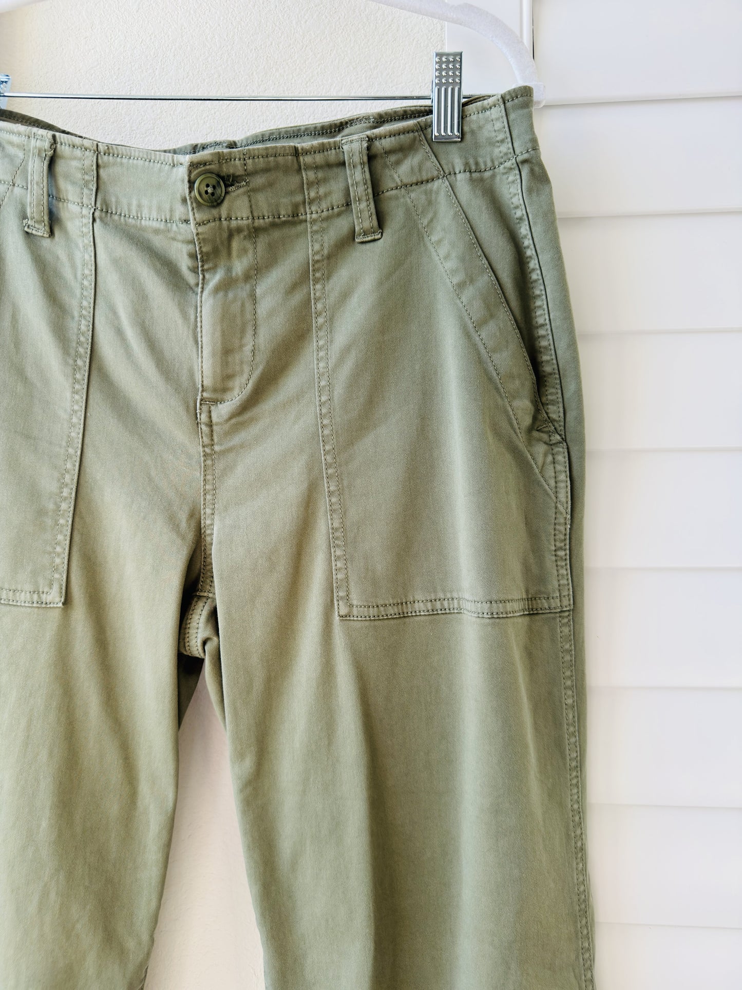 Liverpool Los Angeles Olive Green Wide Leg Utility Pants Size 10