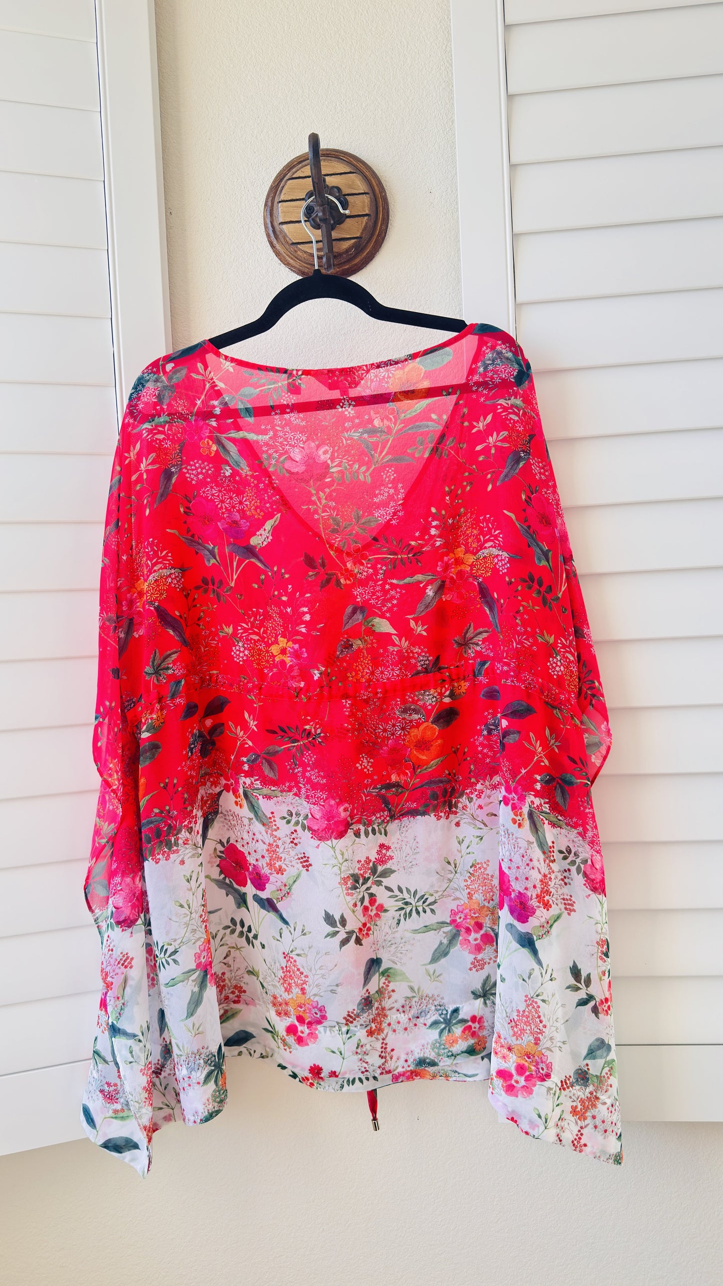 Ted Baker Floral Sheer Kaftan Tunic Top - Size M
