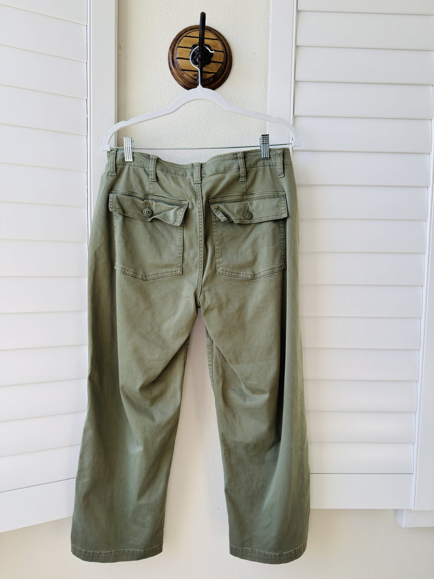 Liverpool Los Angeles Olive Green Wide Leg Utility Pants Size 10
