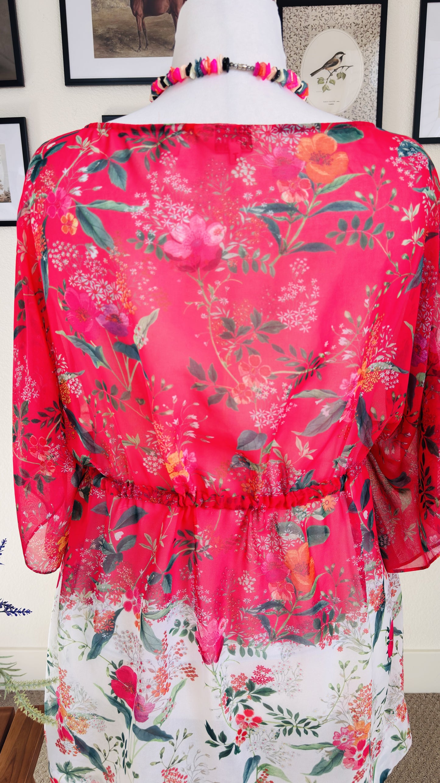 Ted Baker Floral Sheer Kaftan Tunic Top - Size M