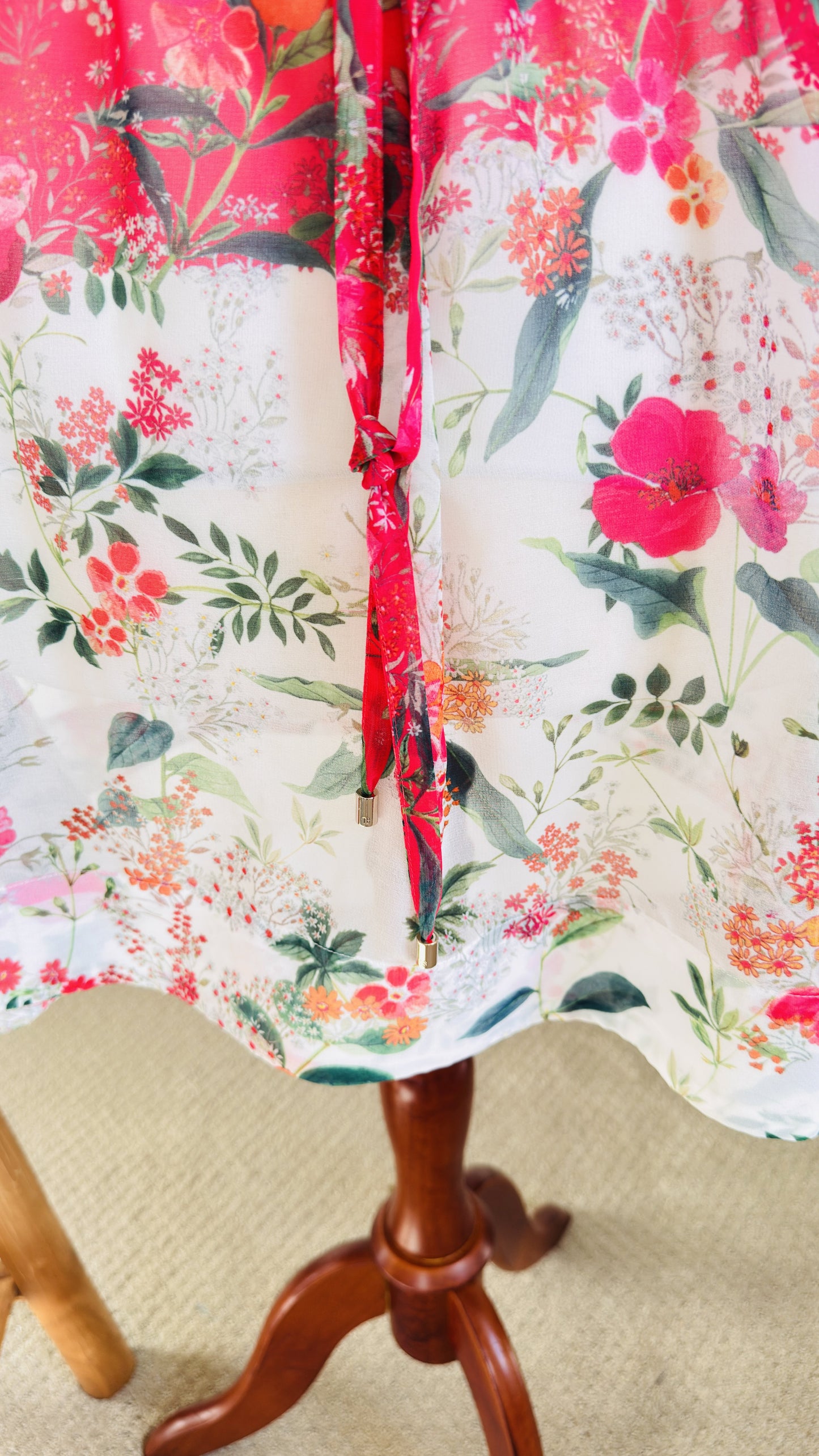 Ted Baker Floral Sheer Kaftan Tunic Top - Size M
