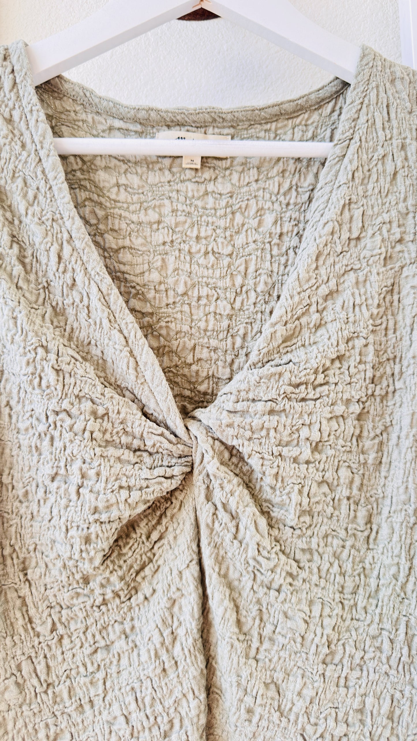 Madewell Sage Green Textured Twist-Front Tank Top - Size M