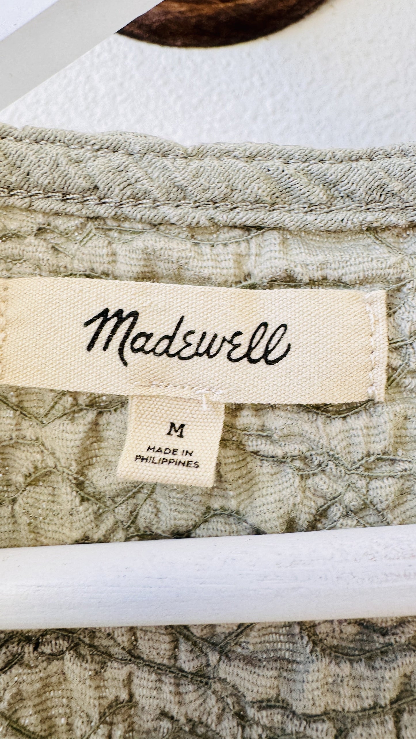 Madewell Sage Green Textured Twist-Front Tank Top - Size M