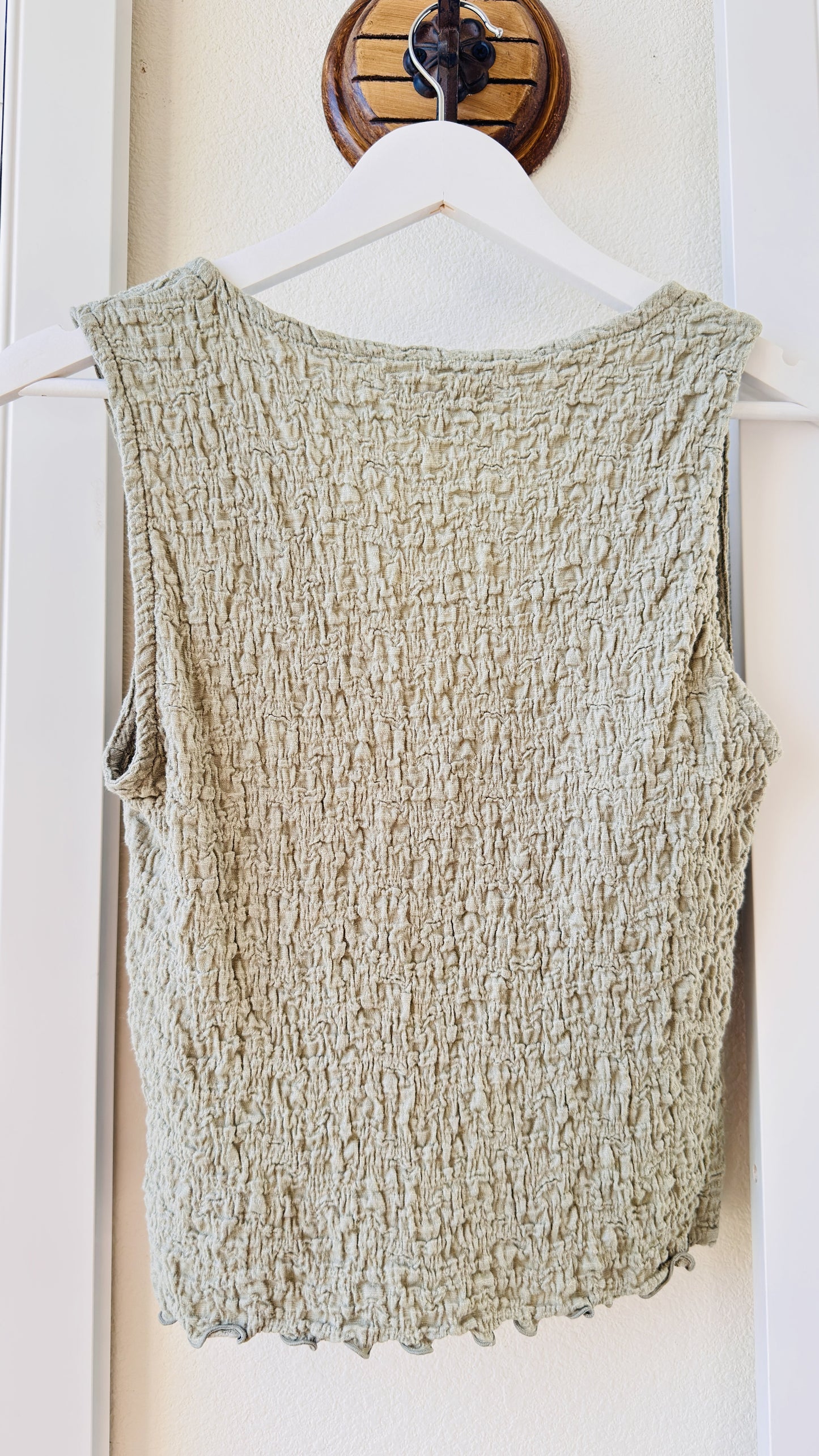 Madewell Sage Green Textured Twist-Front Tank Top - Size M