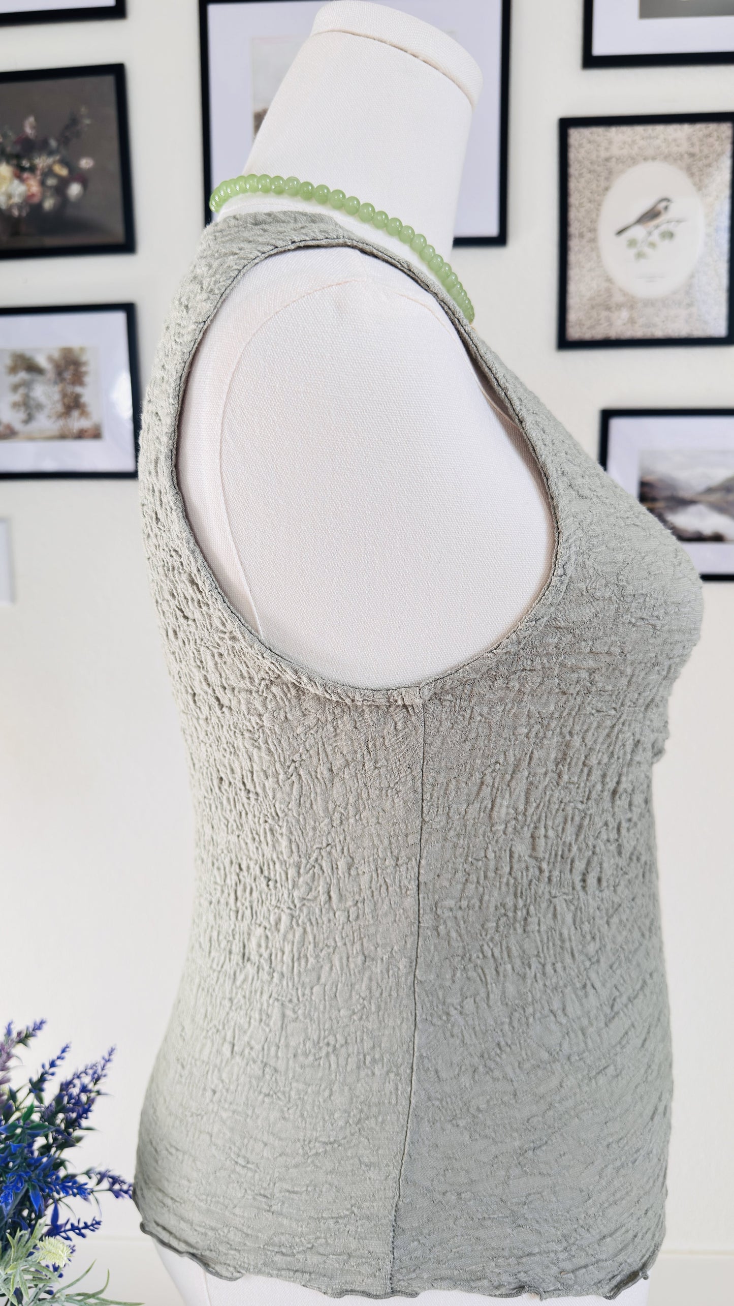Madewell Sage Green Textured Twist-Front Tank Top - Size M