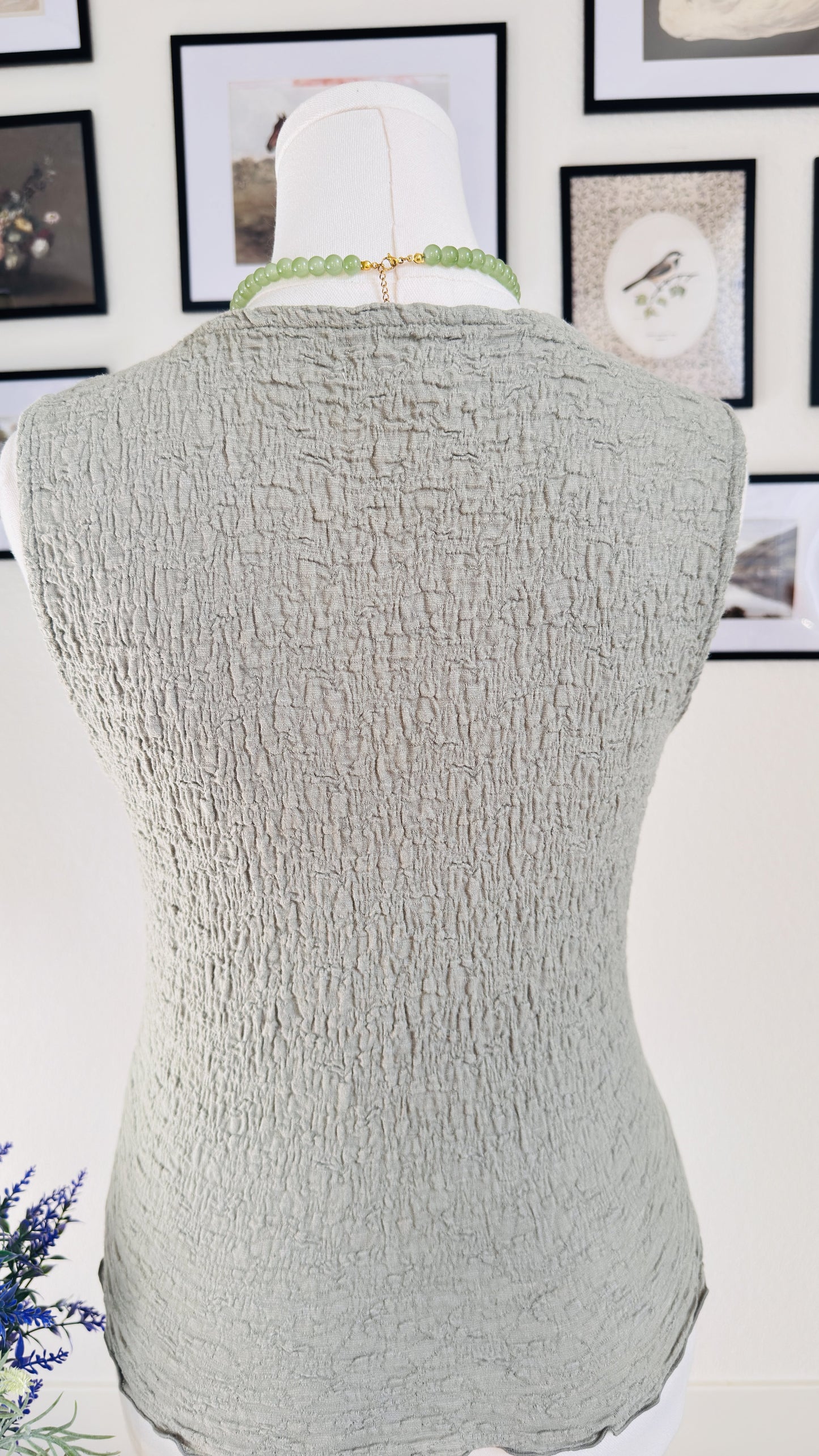 Madewell Sage Green Textured Twist-Front Tank Top - Size M