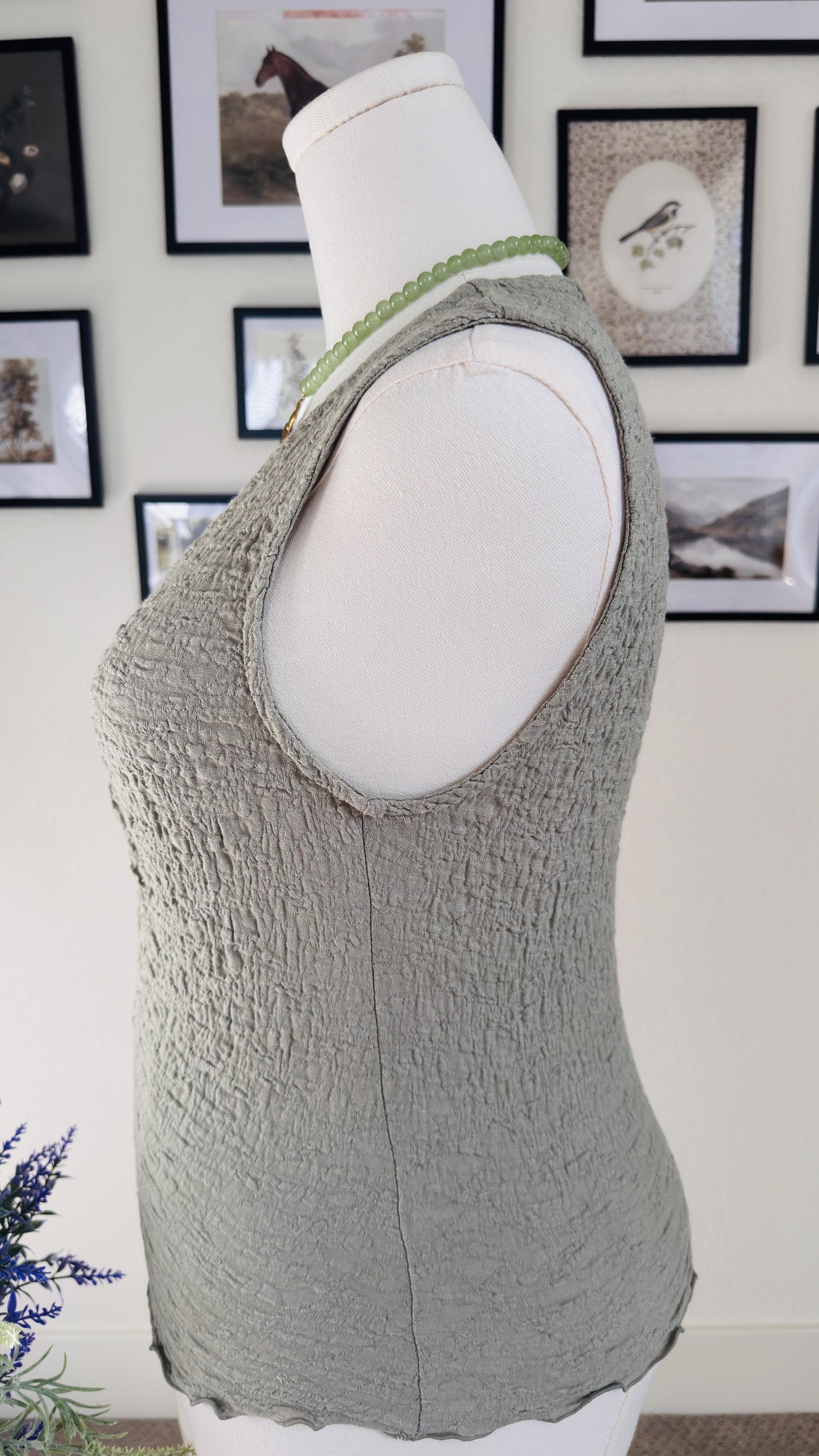Madewell Sage Green Textured Twist-Front Tank Top - Size M