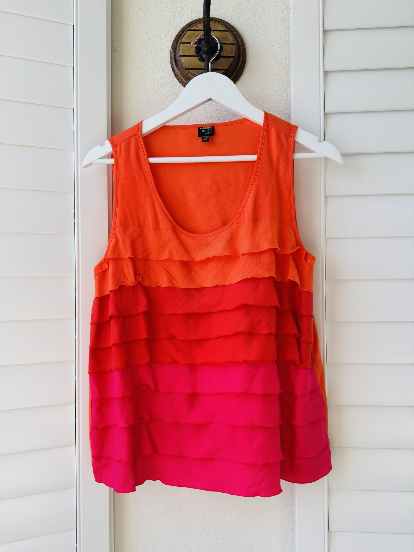 Rafaella Studio Petite Tiered Ruffle Ombre Tank Top - Size LP