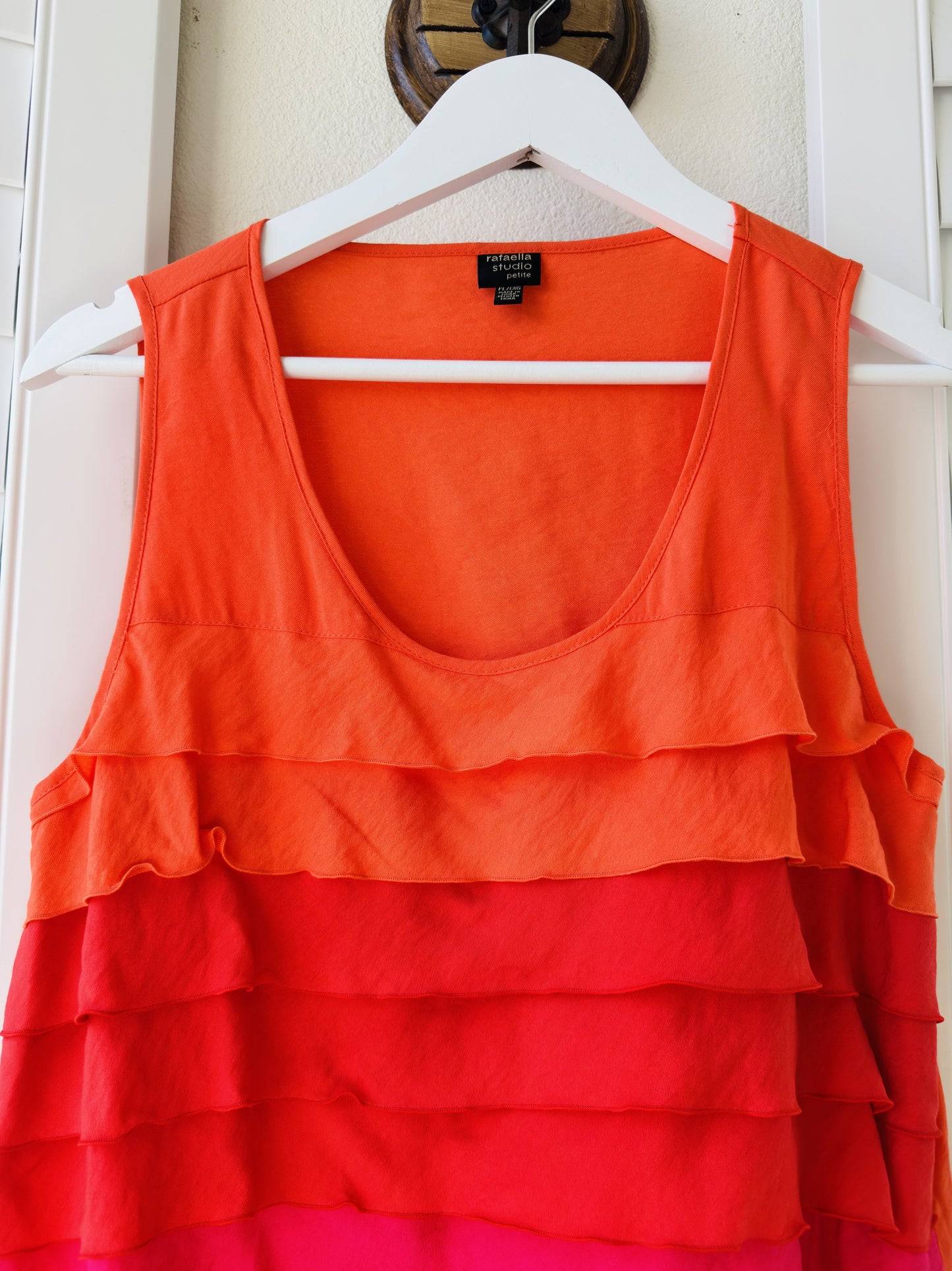 Rafaella Studio Petite Tiered Ruffle Ombre Tank Top - Size LP