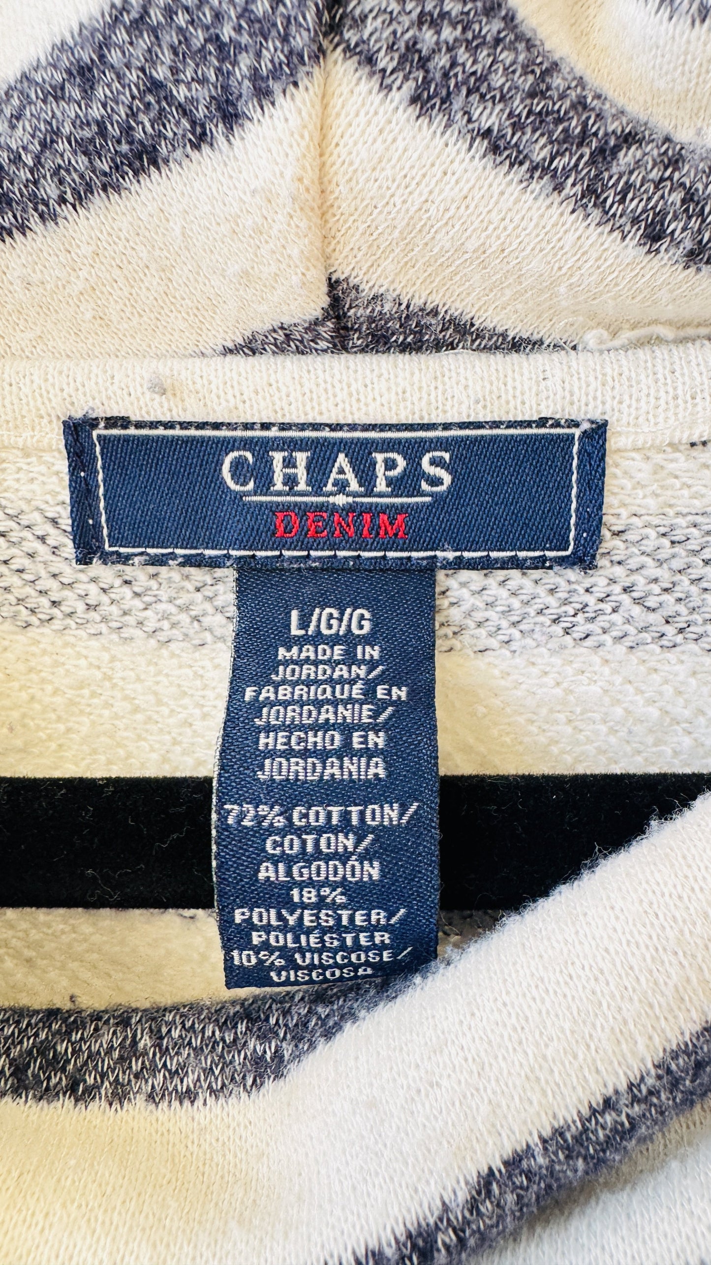 Chaps Denim Navy & White Striped Cowl Neck Top - Size L