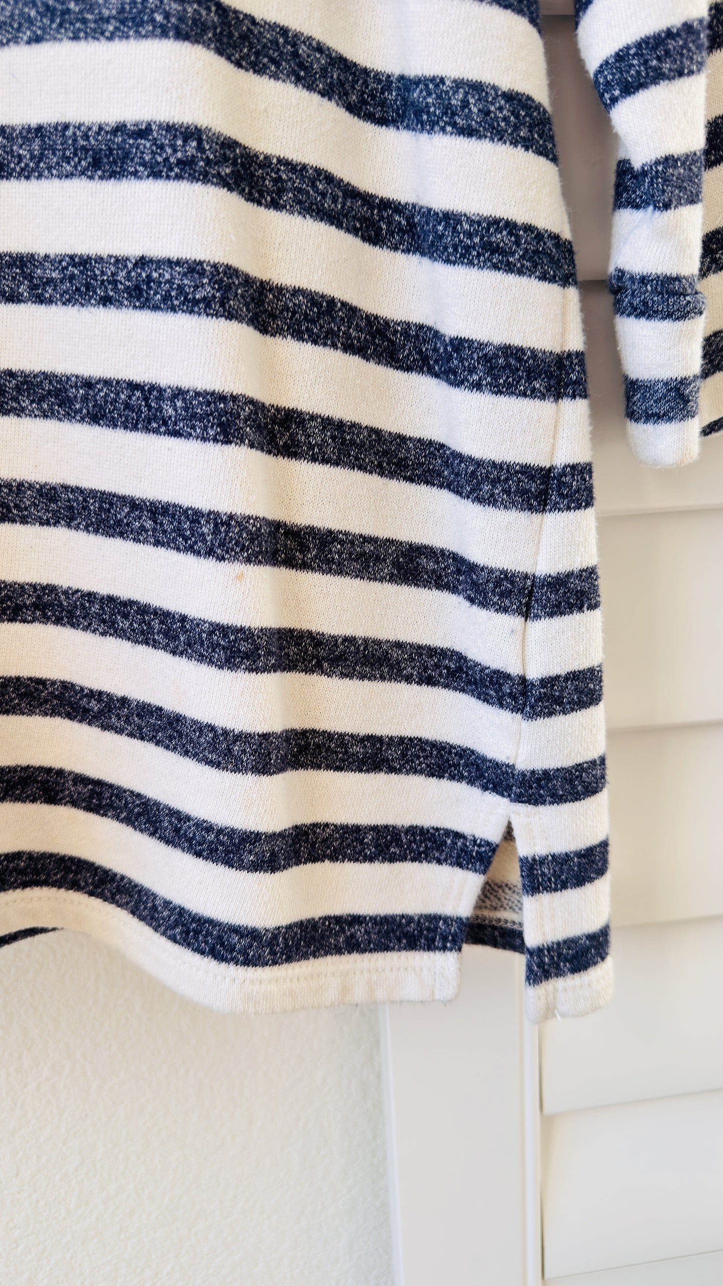 Chaps Denim Navy & White Striped Cowl Neck Top - Size L