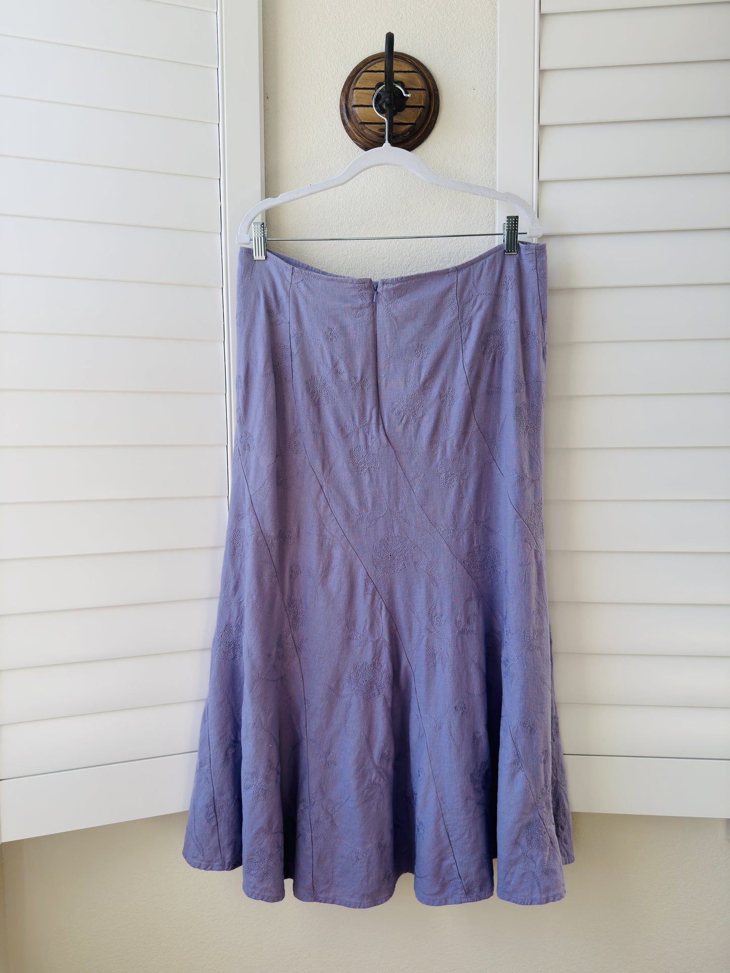 Christopher & Banks Lavender Embroidered Linen Blend Maxi Skirt - Size 12