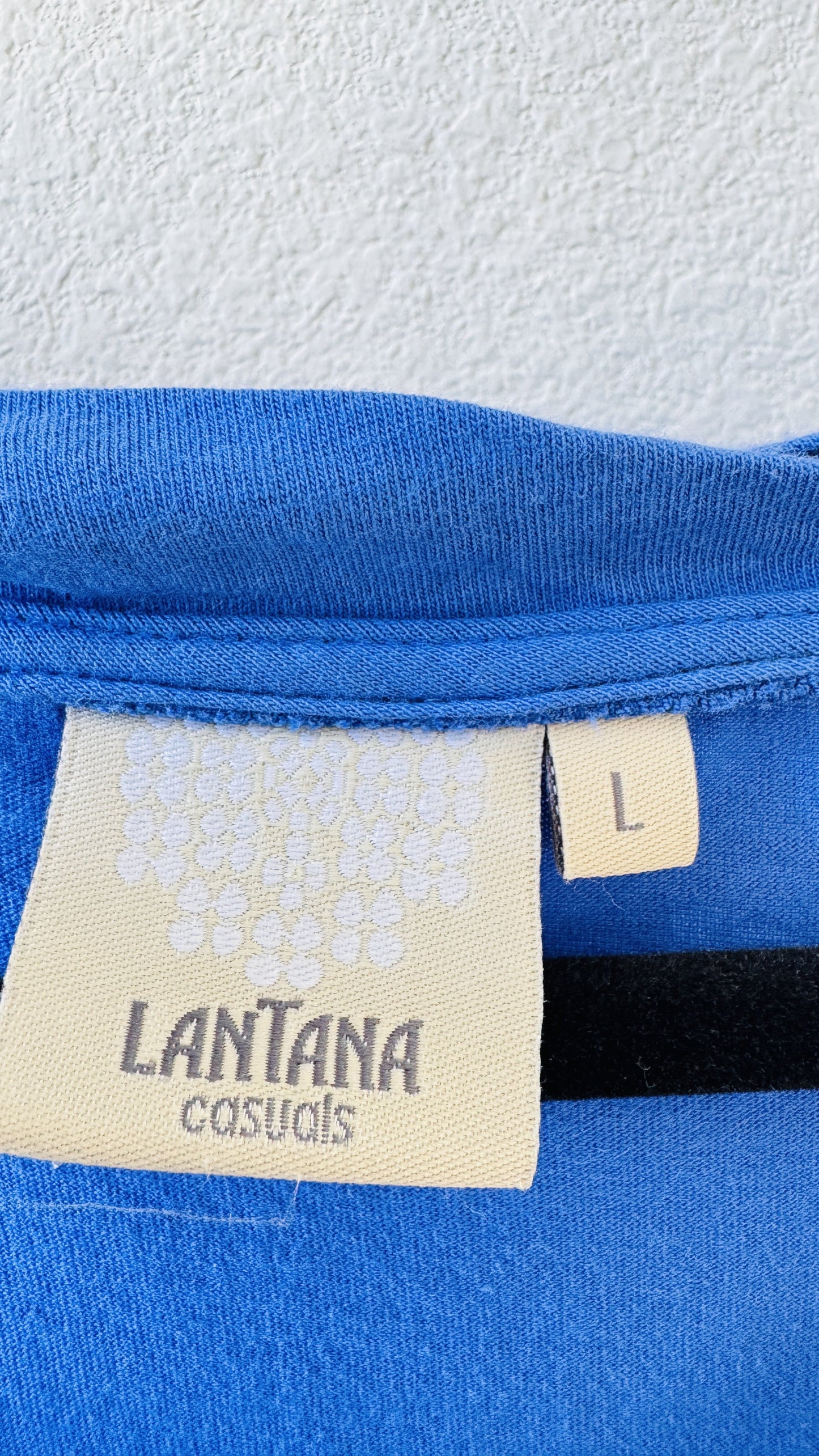 Lantana Casuals Blue Short Sleeve Scoop Neck Top Size L