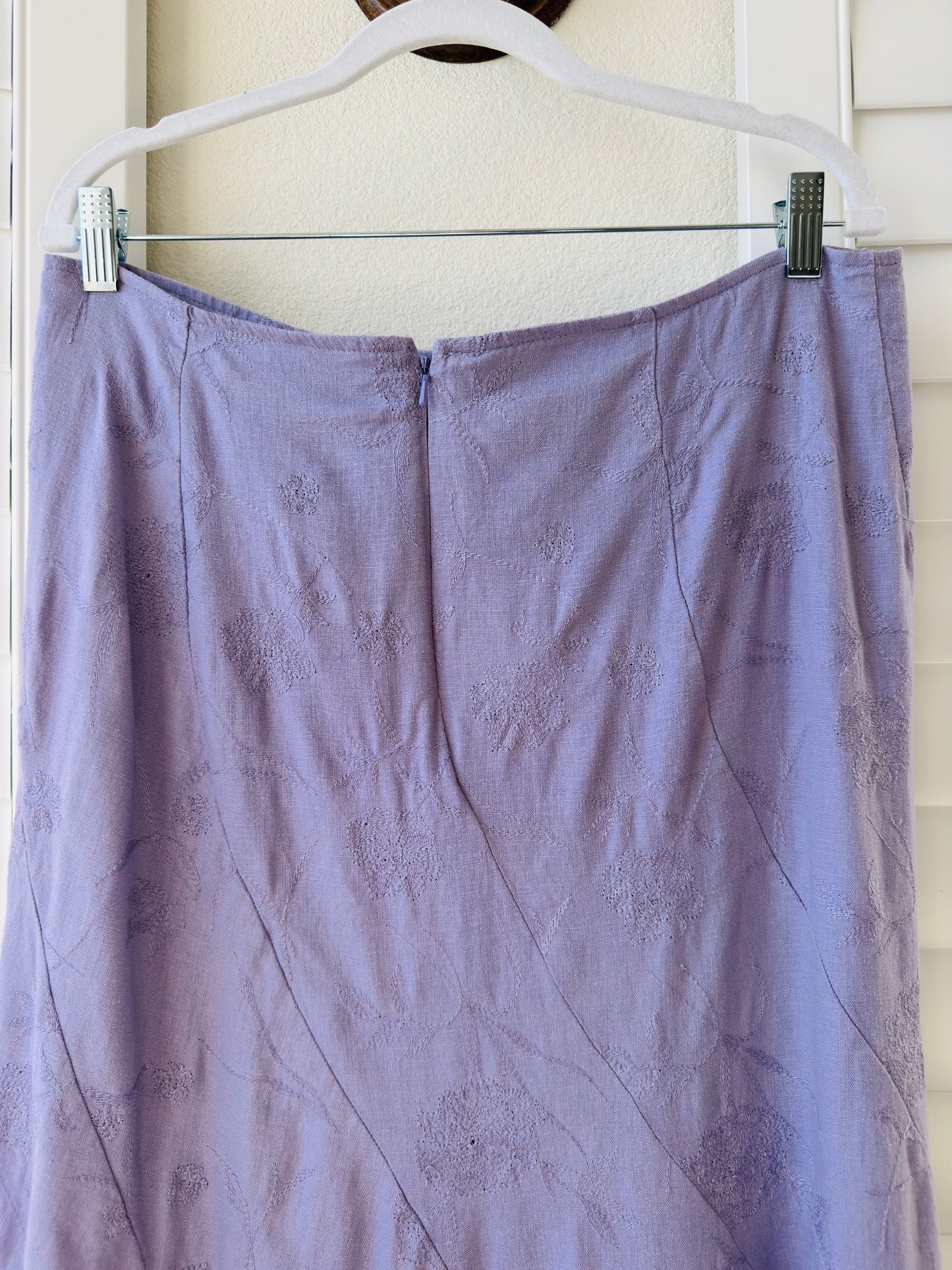 Christopher & Banks Lavender Embroidered Linen Blend Maxi Skirt - Size 12