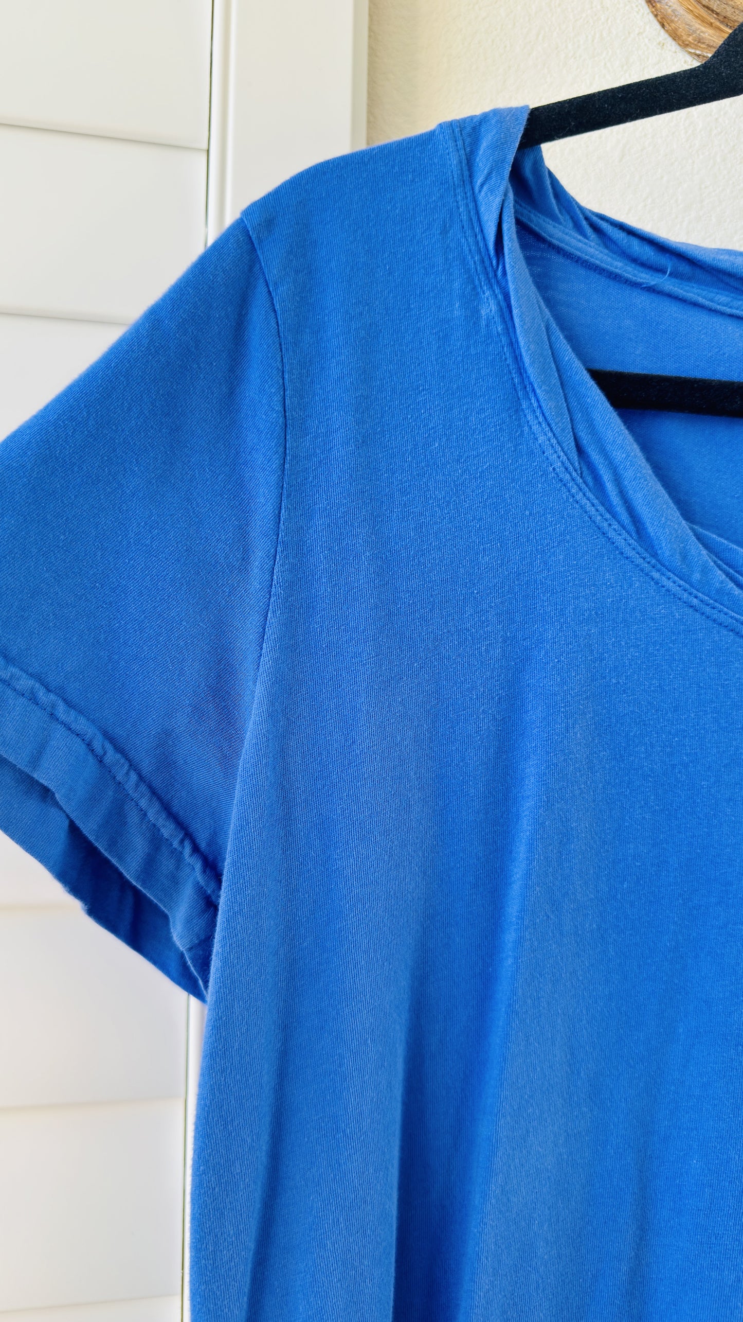 Lantana Casuals Blue Short Sleeve Scoop Neck Top Size L