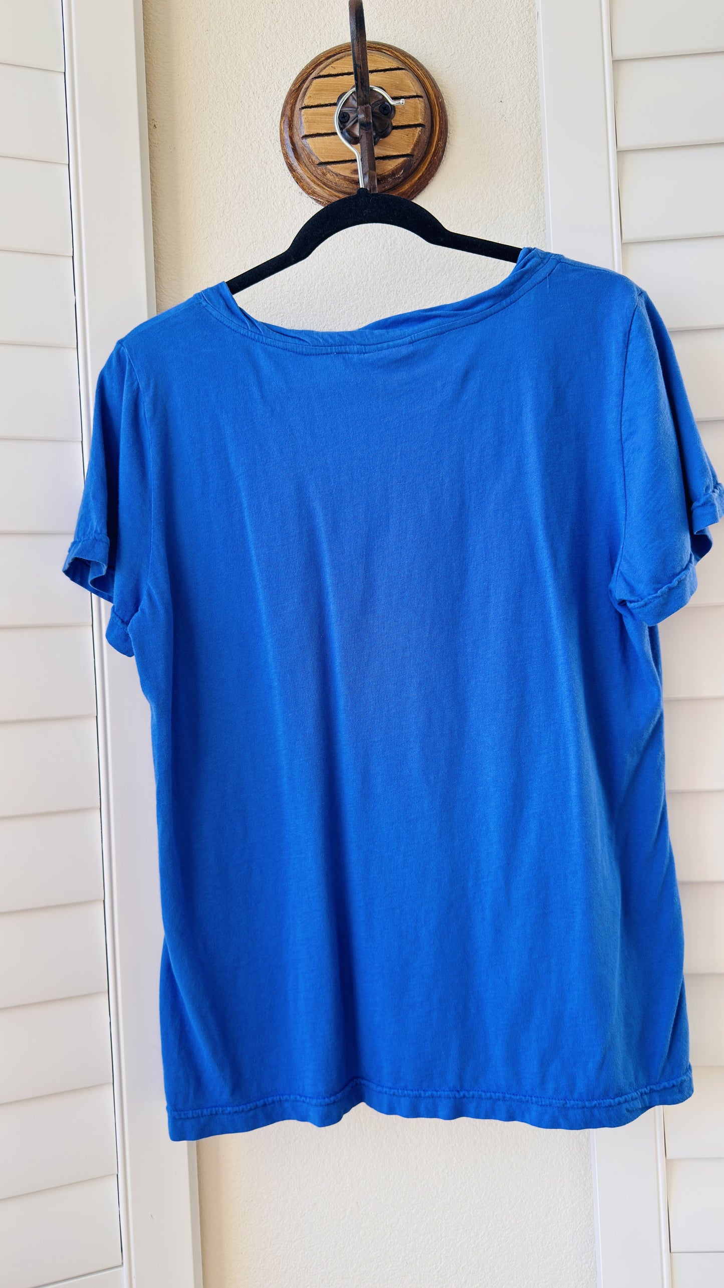 Lantana Casuals Blue Short Sleeve Scoop Neck Top Size L