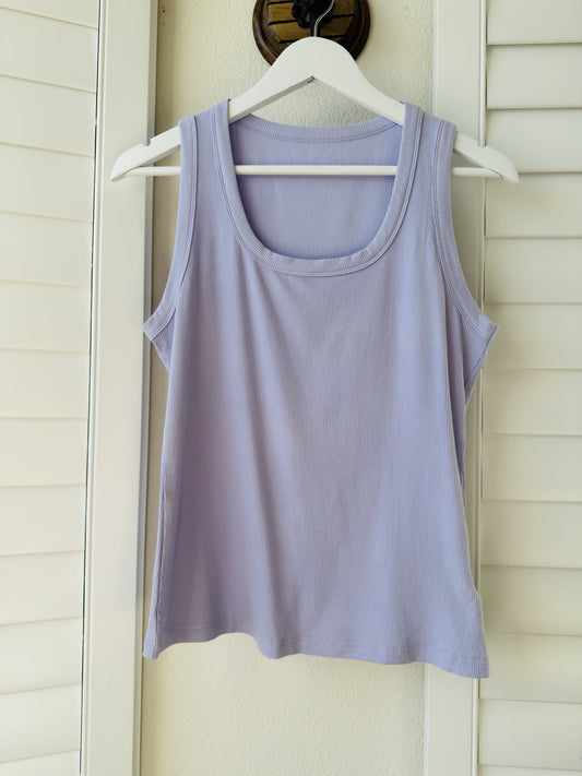 LYANER Lavender Ribbed Scoop Neck Tank Top - Size L