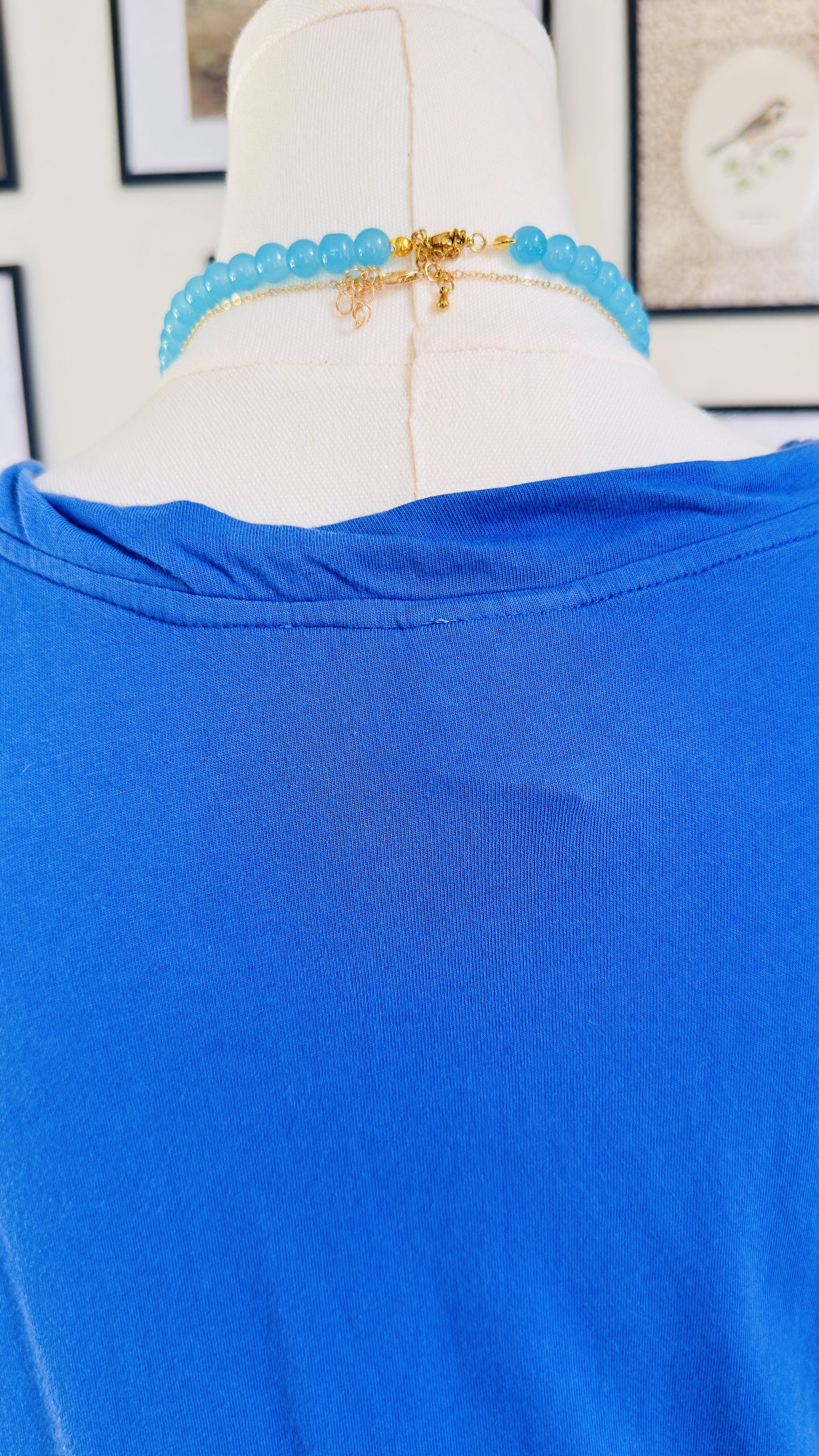 Lantana Casuals Blue Short Sleeve Scoop Neck Top Size L