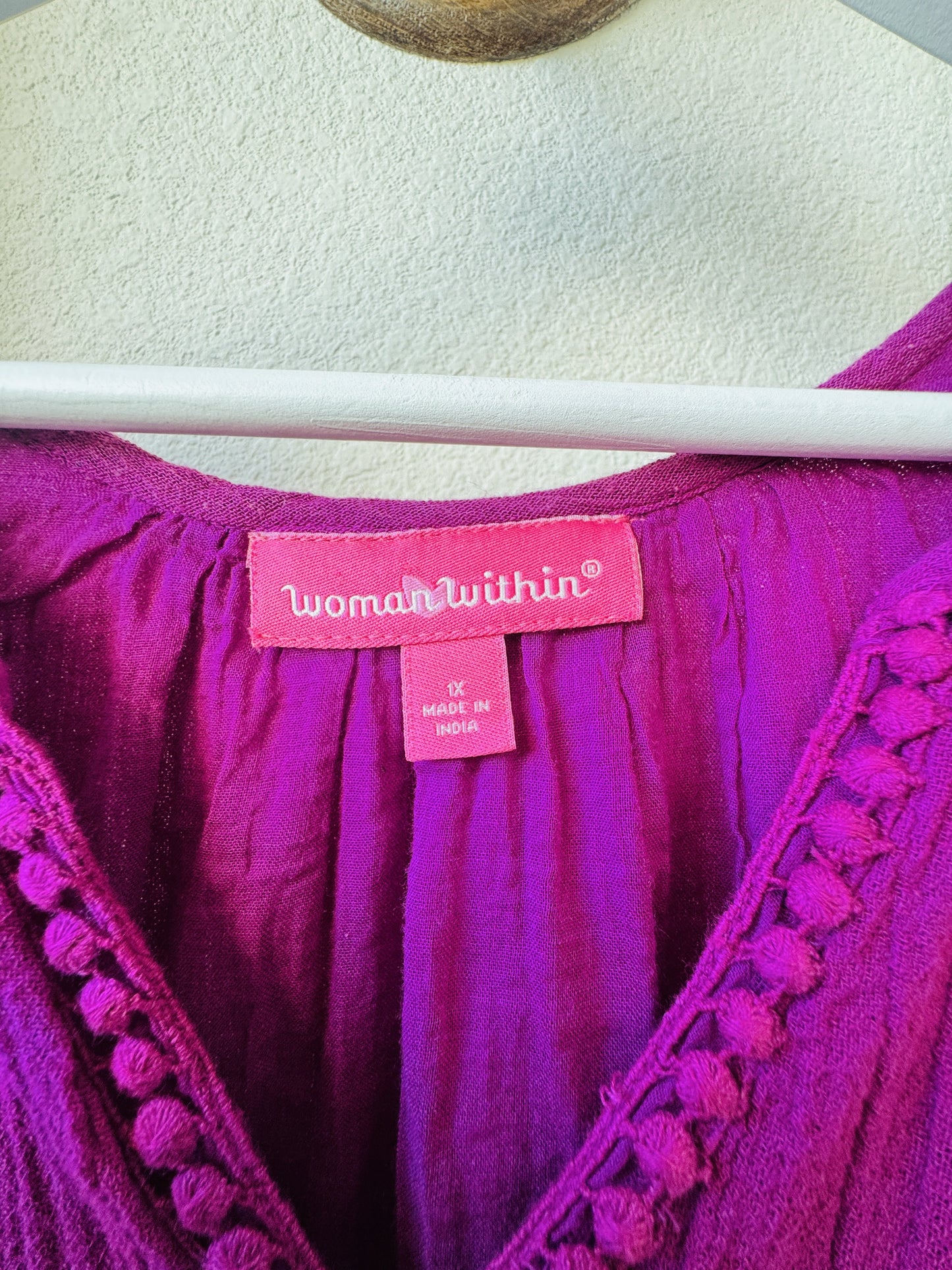 Woman Within Magenta Cotton Sleeveless Midi Dress - Size 1X