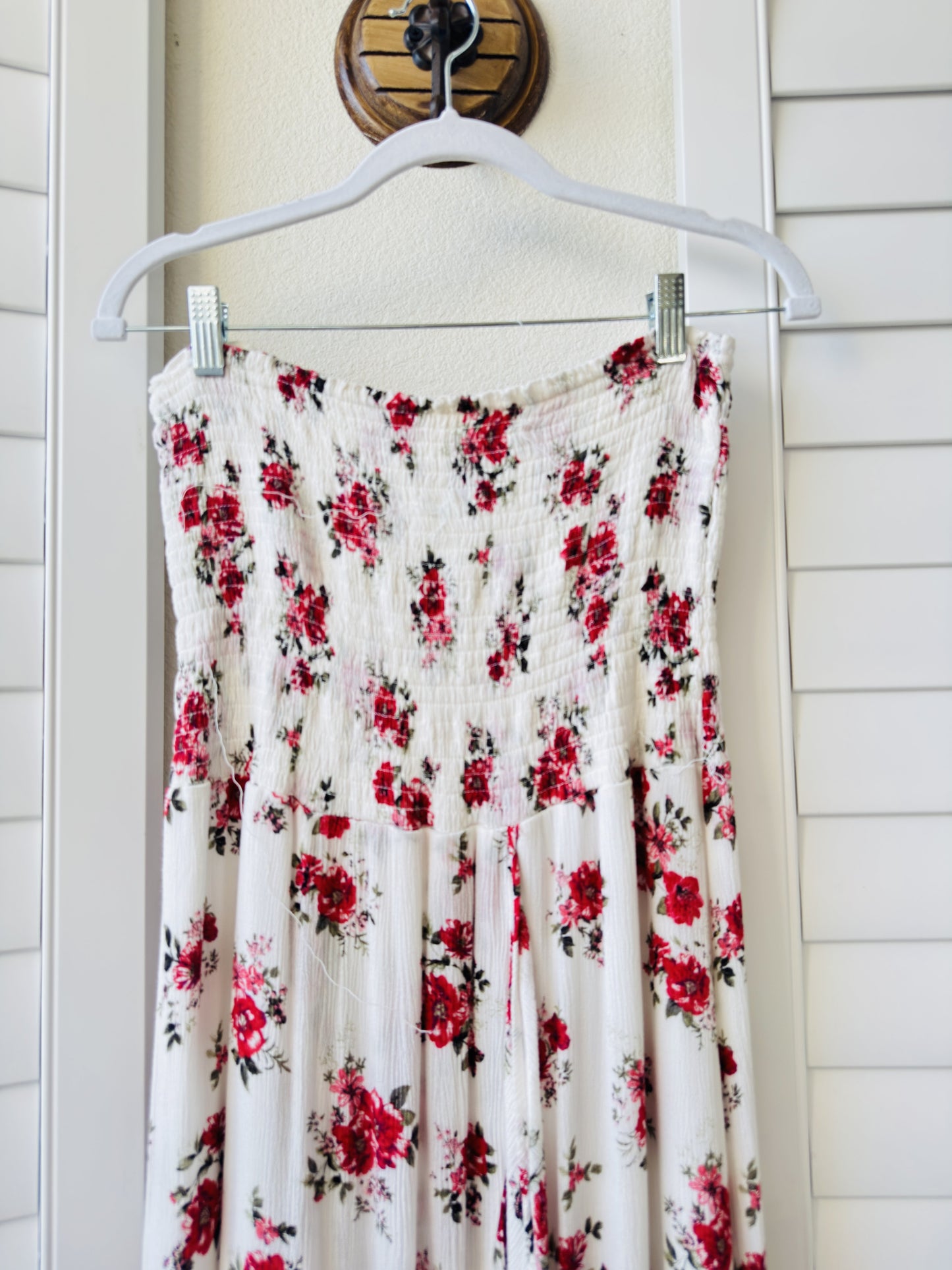 Bongo Strapless Floral Smocked High-Low Maxi Dress Size XL