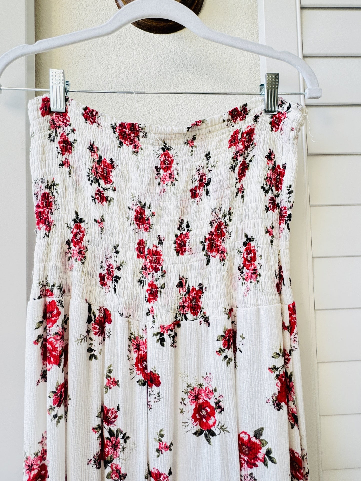 Bongo Strapless Floral Smocked High-Low Maxi Dress Size XL