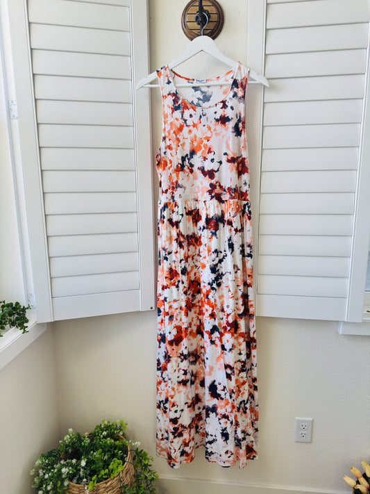 Splendid Floral Watercolor Knit Maxi Dress - Size L
