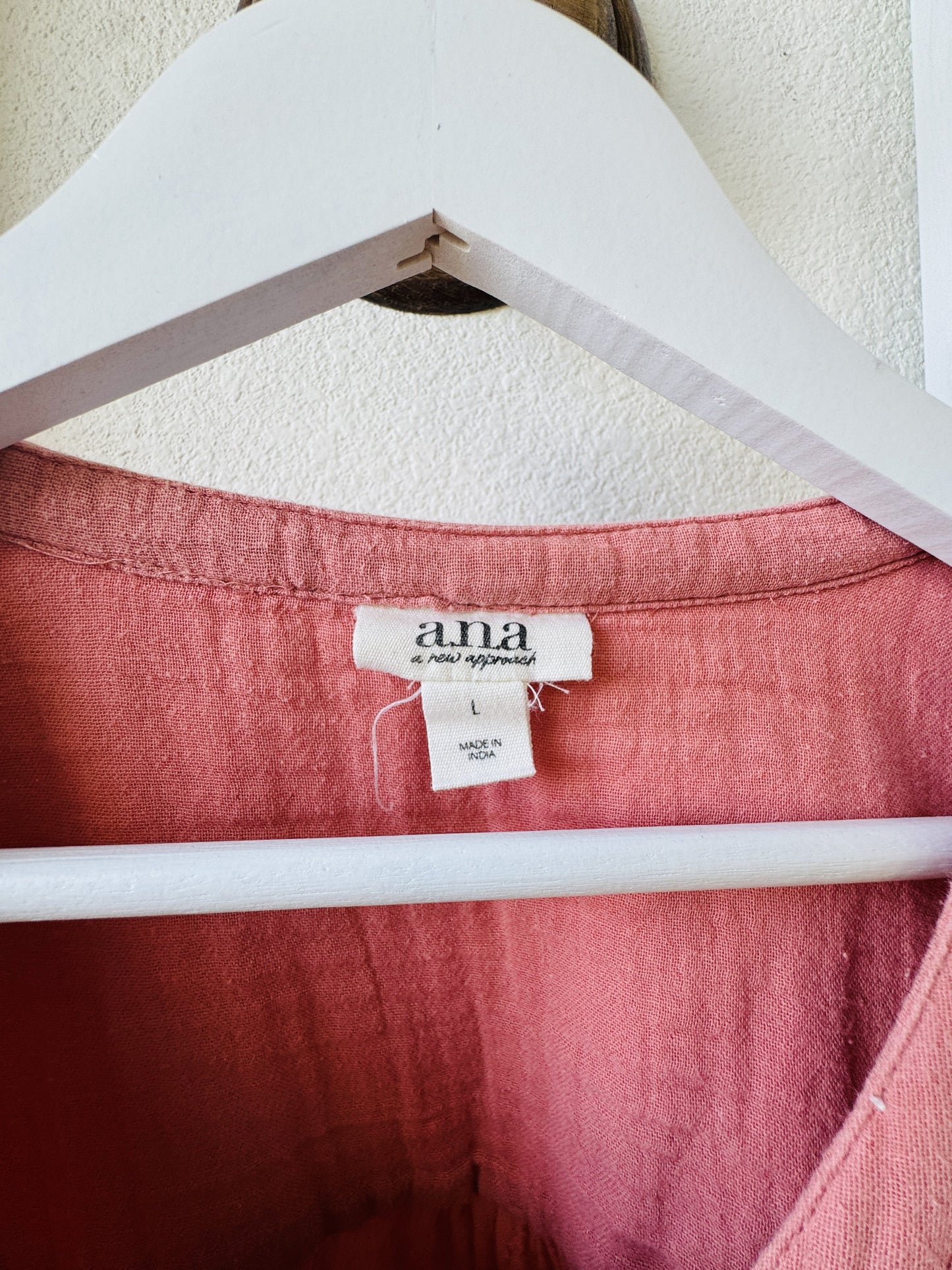 a.n.a Coral Double Gauze Henley Top - Size L