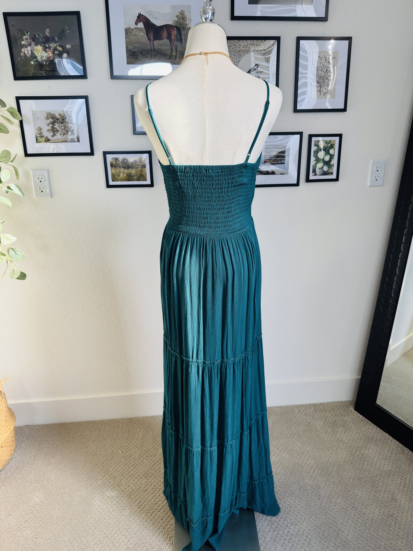 Justify Teal Tie-Front Tiered Maxi Dress - Size M