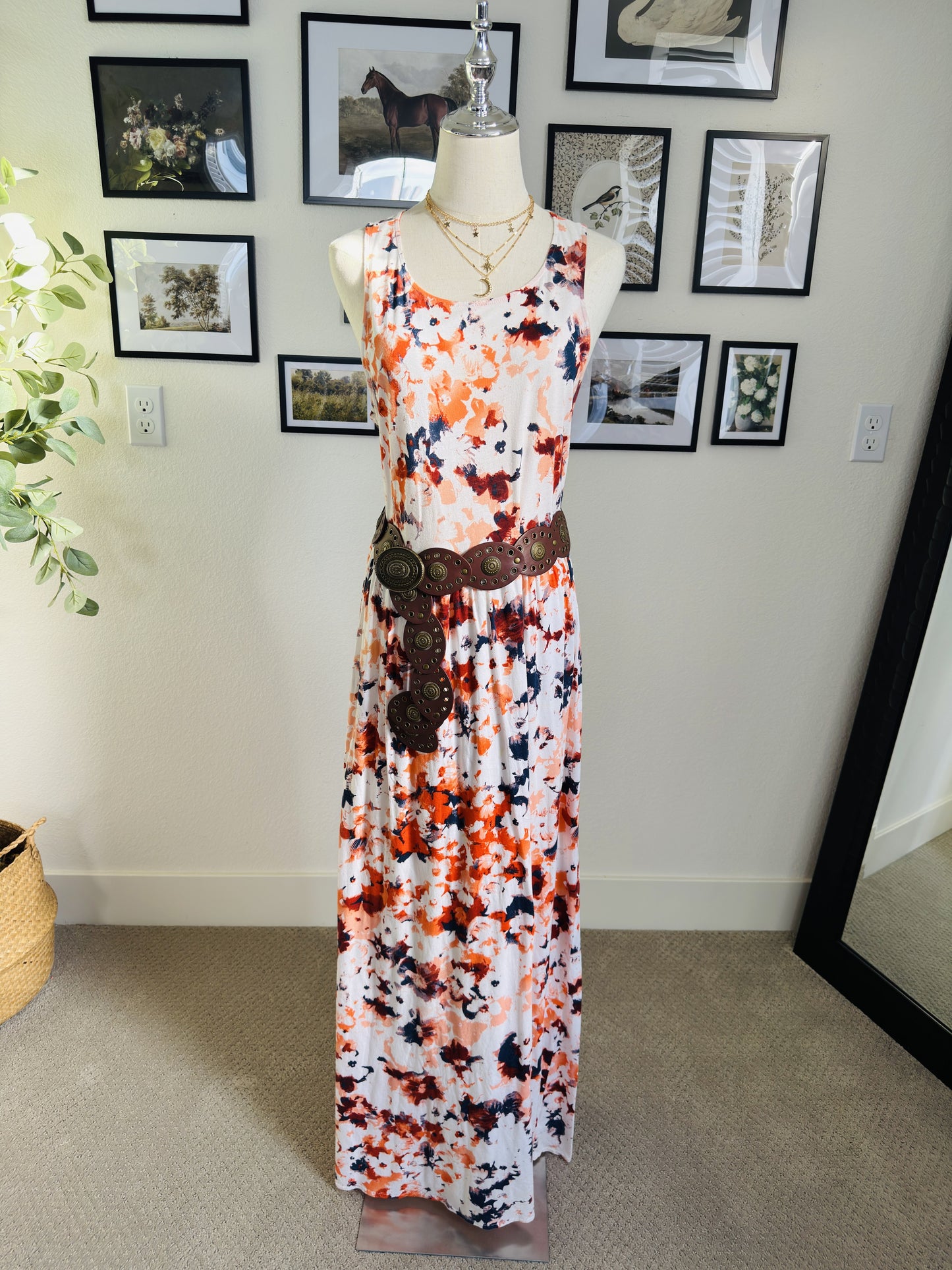 Splendid Floral Watercolor Knit Maxi Dress - Size L