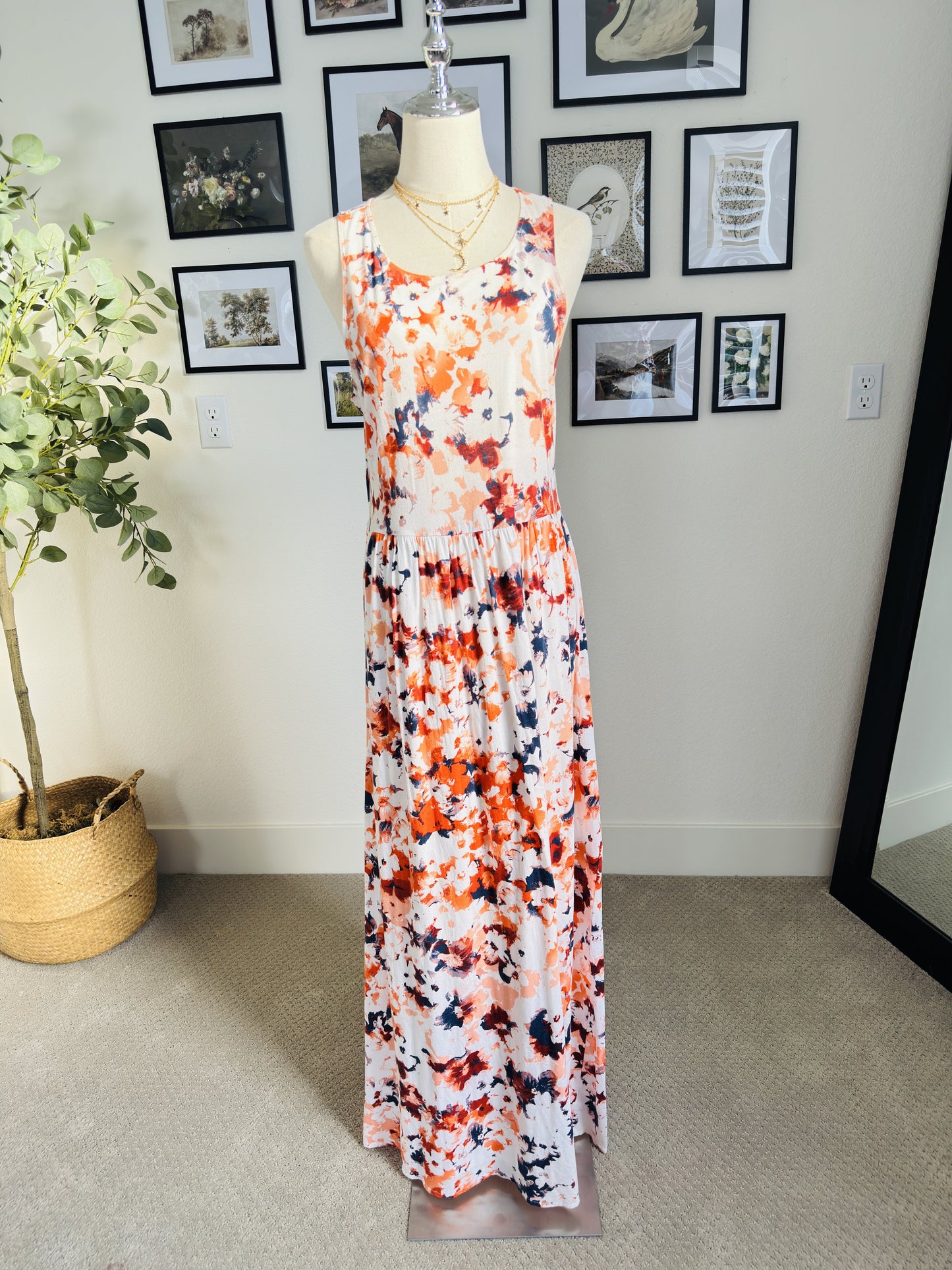 Splendid Floral Watercolor Knit Maxi Dress - Size L
