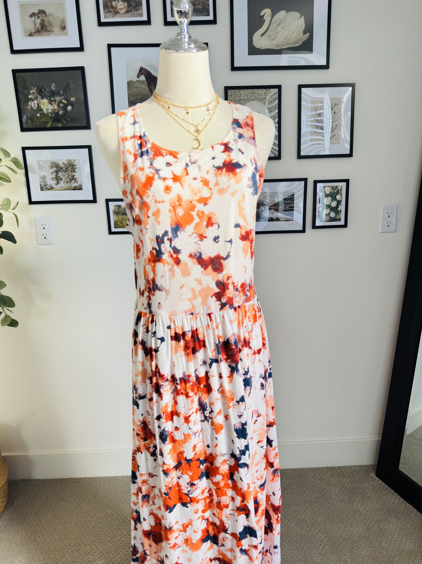 Splendid Floral Watercolor Knit Maxi Dress - Size L