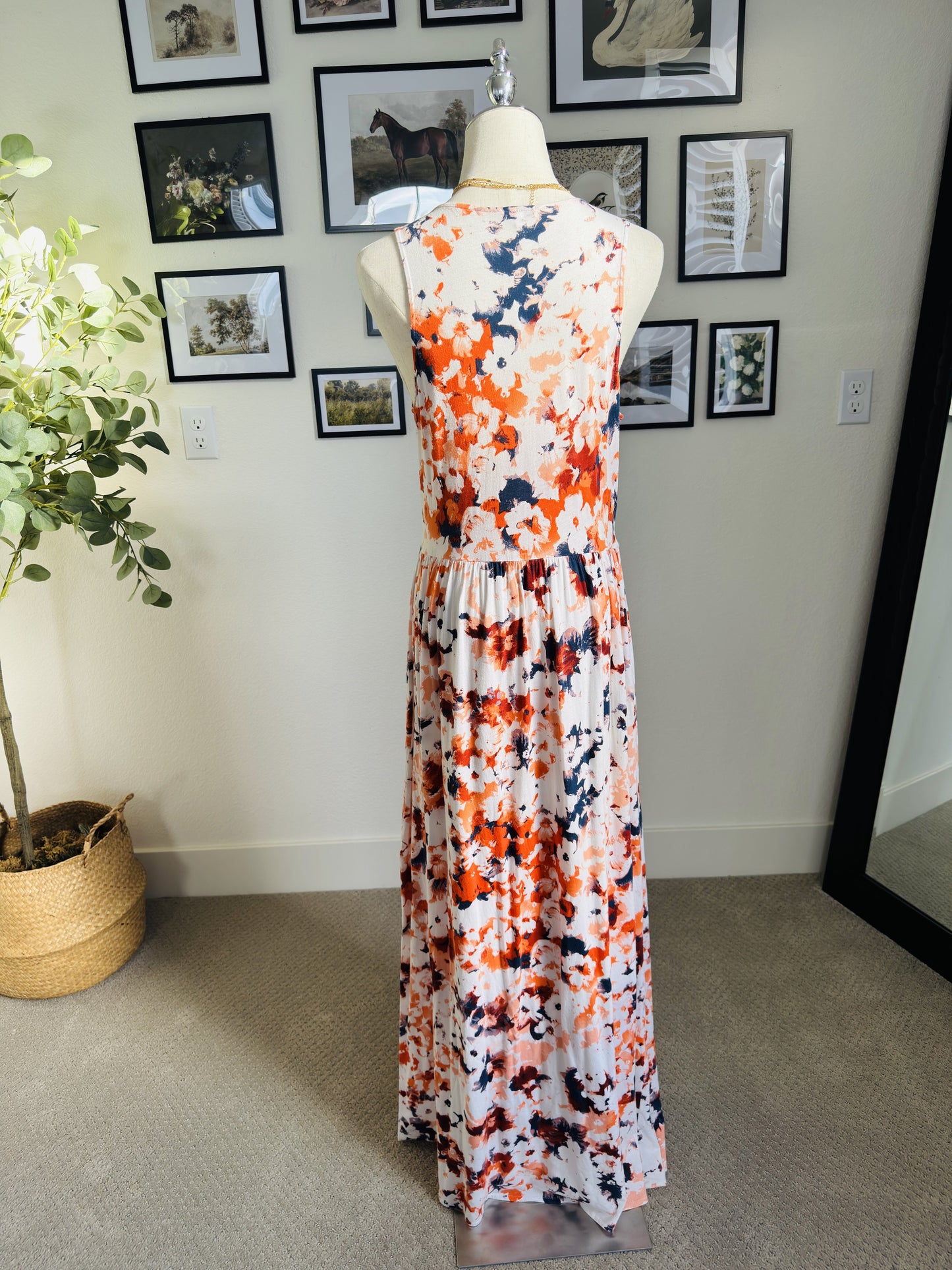 Splendid Floral Watercolor Knit Maxi Dress - Size L