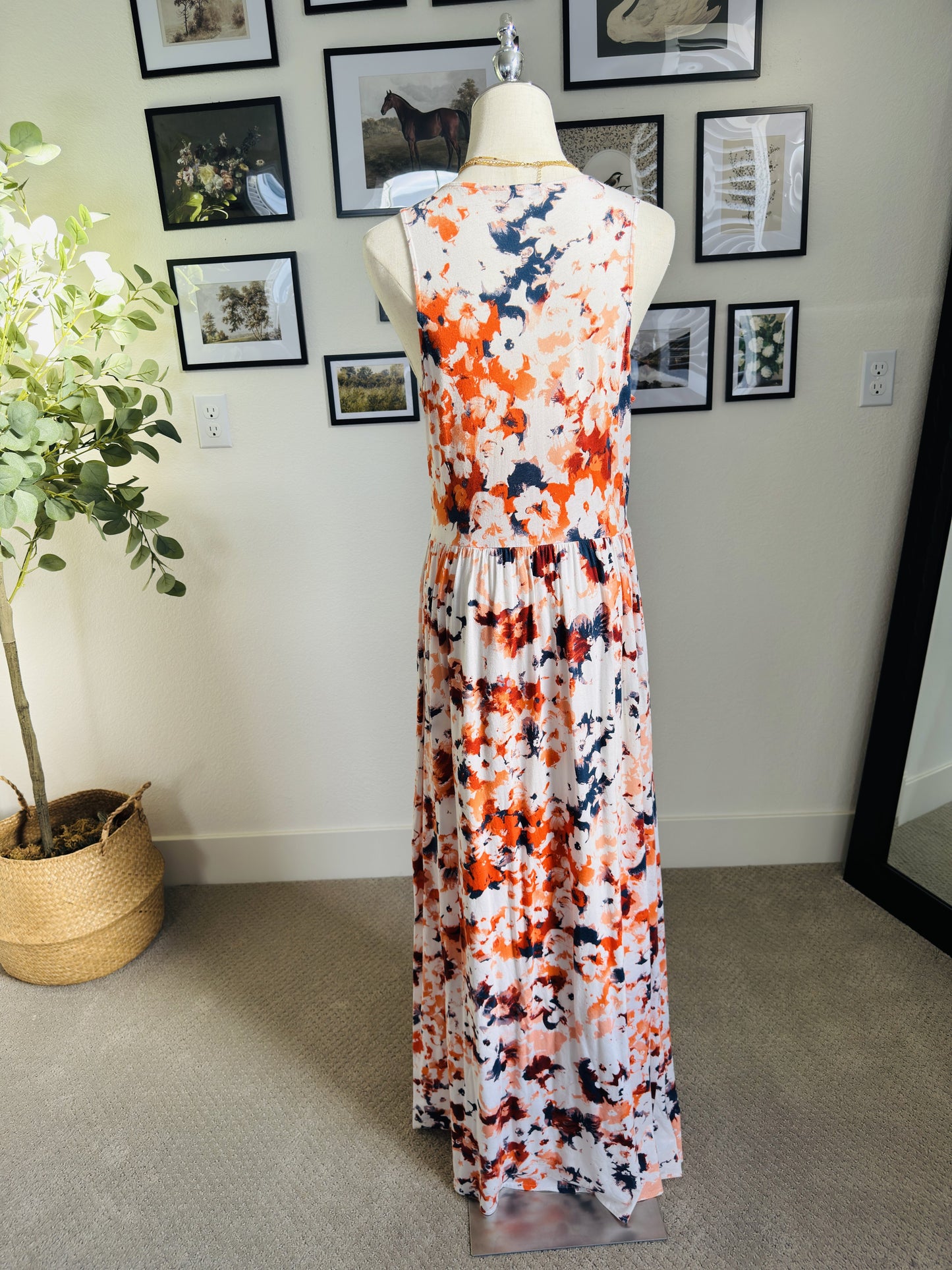 Splendid Floral Watercolor Knit Maxi Dress - Size L