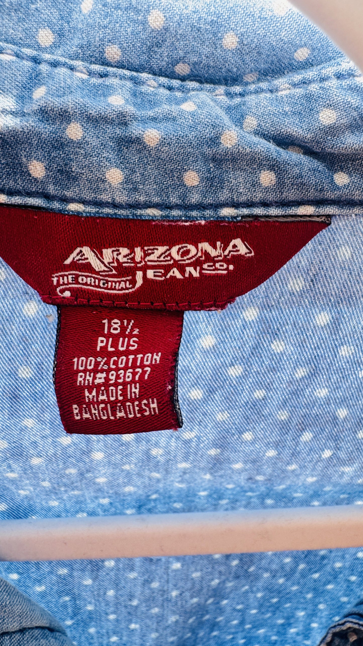 Arizona Jean Co. Polka Dot Ruffle Chambray Shirt - Size 18 1/2 Plus