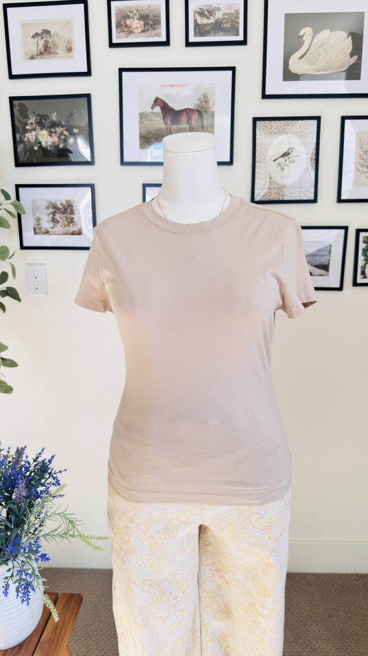 Banana Republic Beige Crewneck Short Sleeve T-Shirt - Size M